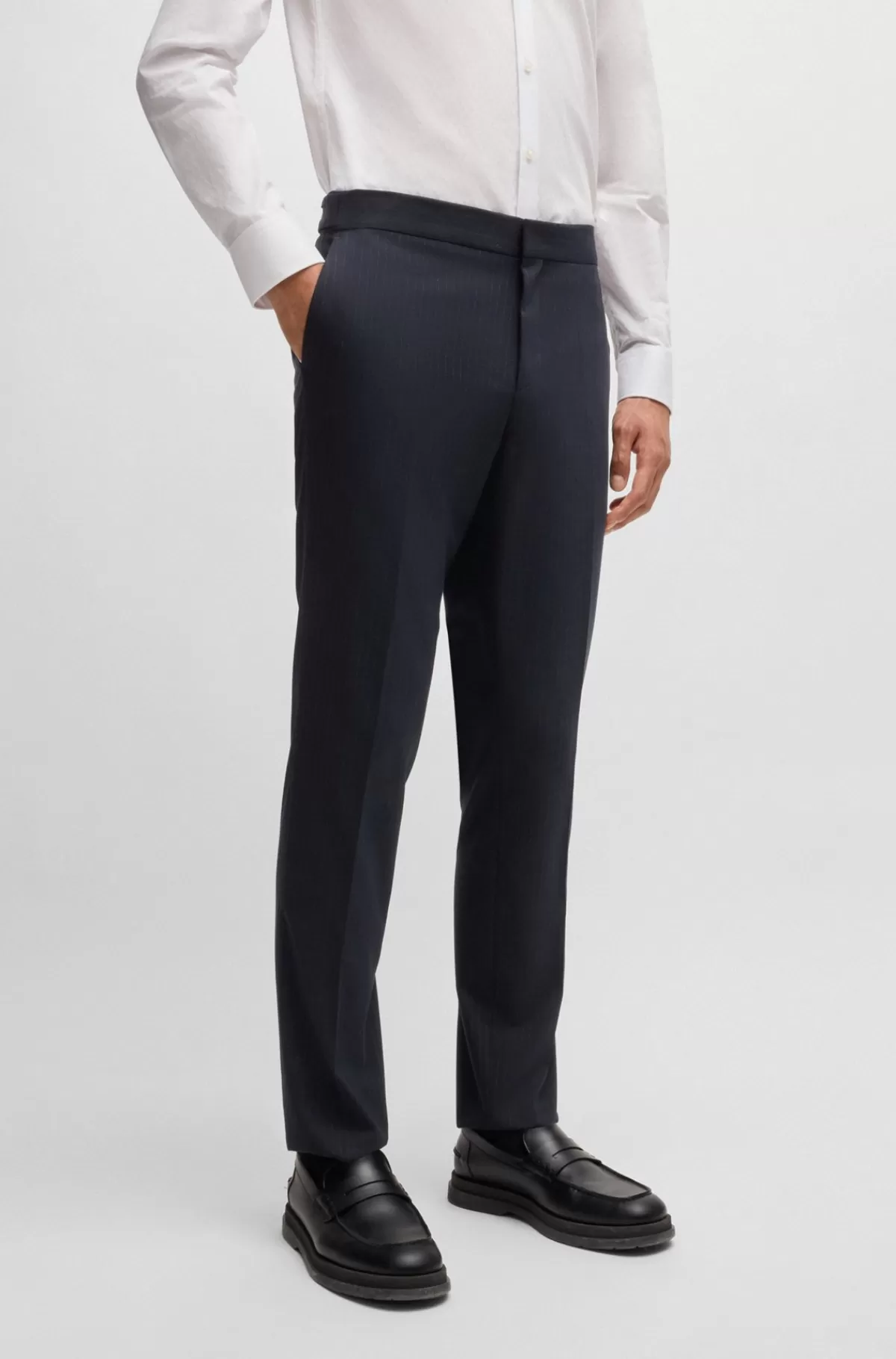 HUGO BOSS Jakkesæt I Tre Dele Med Slim Fit I Stof Med Performance-stræk Mørkeblå Hot