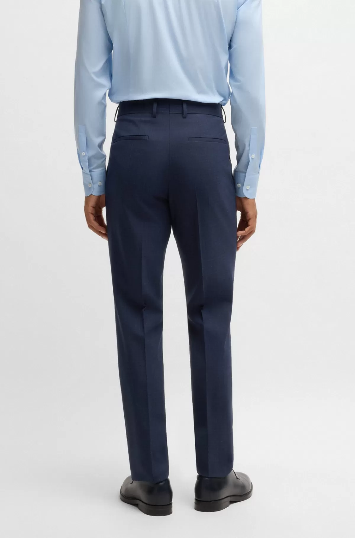 HUGO BOSS Jakkesæt I Tre Dele Med Slim Fit I Ternet Stof Med Stræk Mørkeblå Discount