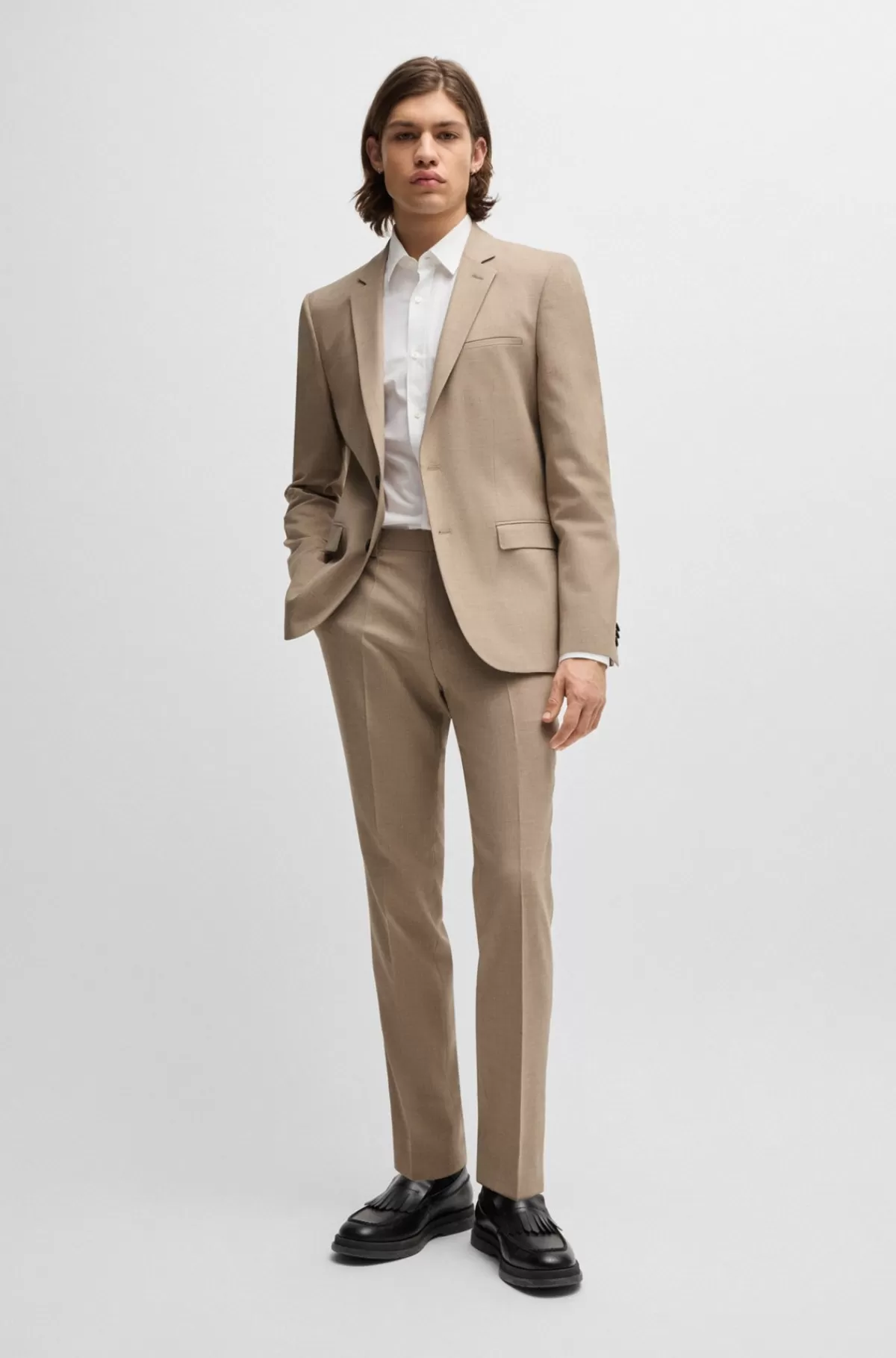 HUGO BOSS Jakkesæt Med Extra Slim Fit Af Stof Med Performance-stræk Lys beige Online