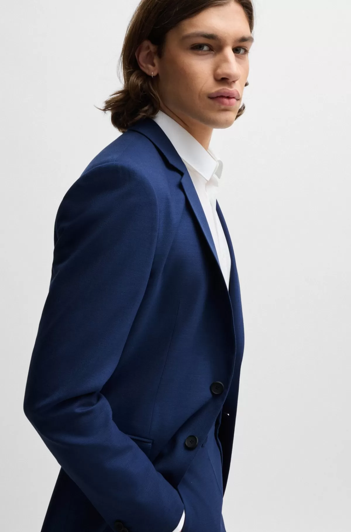 HUGO BOSS Jakkesæt Med Extra Slim Fit Af Stof Med Performance-stræk Blå Outlet