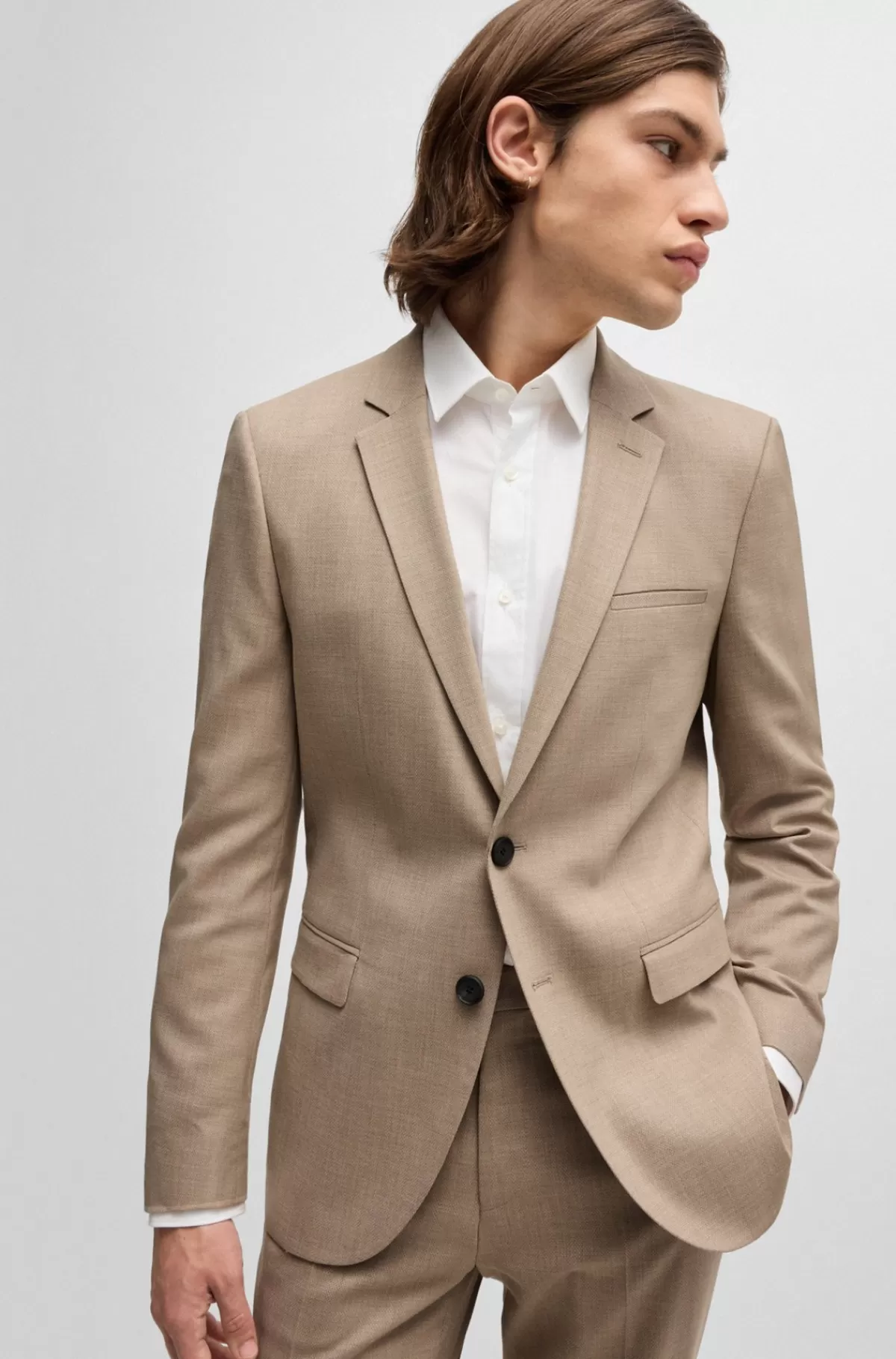 HUGO BOSS Jakkesæt Med Extra Slim Fit Af Stof Med Performance-stræk Lys beige Online