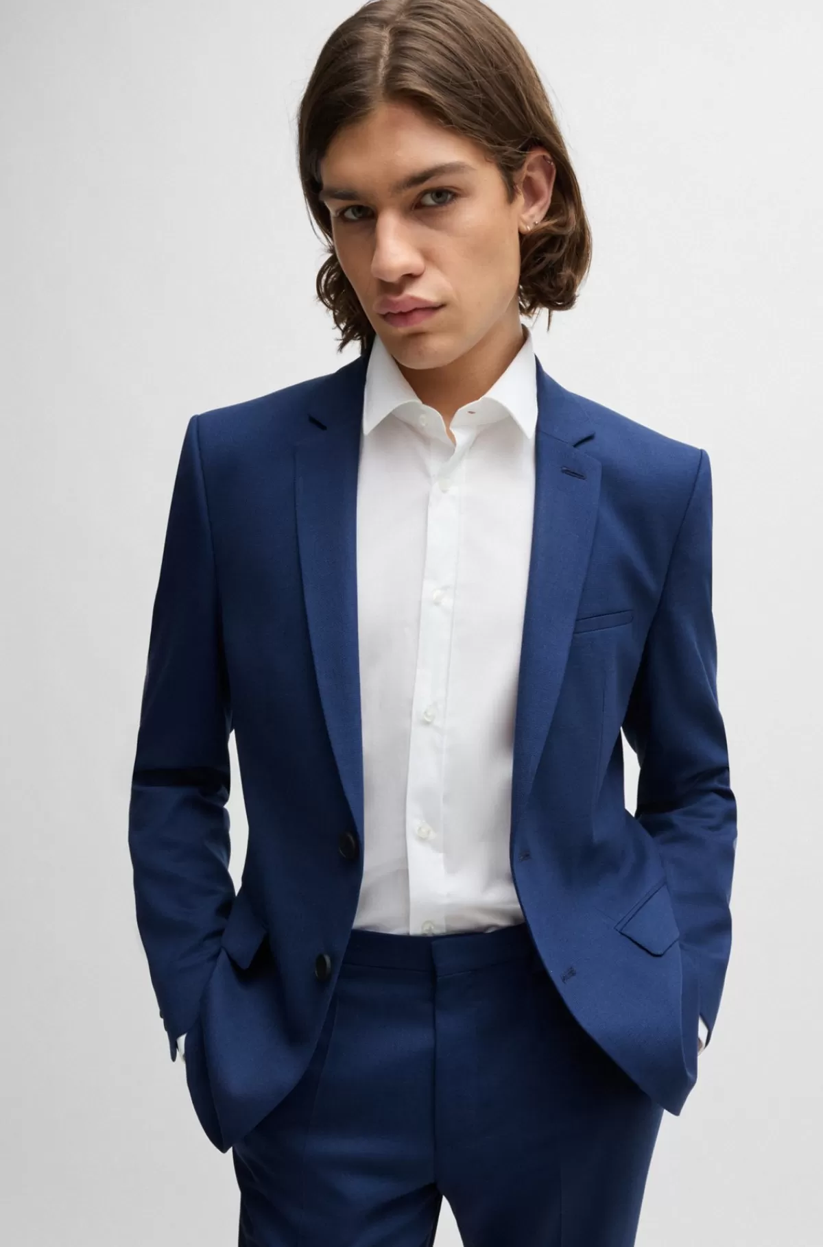 HUGO BOSS Jakkesæt Med Extra Slim Fit Af Stof Med Performance-stræk Blå Outlet
