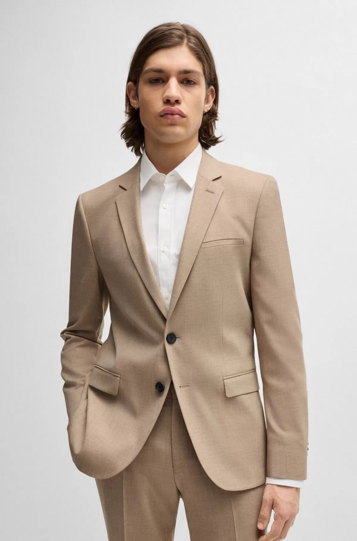 HUGO BOSS Jakkesæt Med Extra Slim Fit Af Stof Med Performance-stræk Lys beige Online
