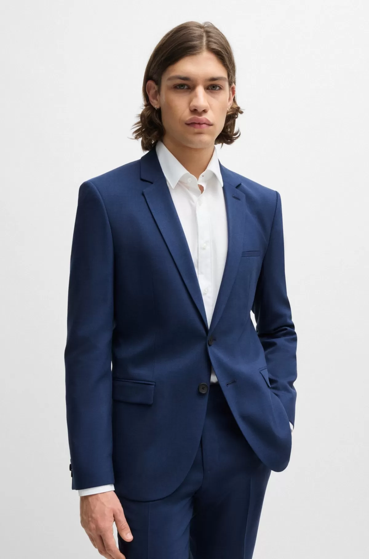 HUGO BOSS Jakkesæt Med Extra Slim Fit Af Stof Med Performance-stræk Blå Outlet