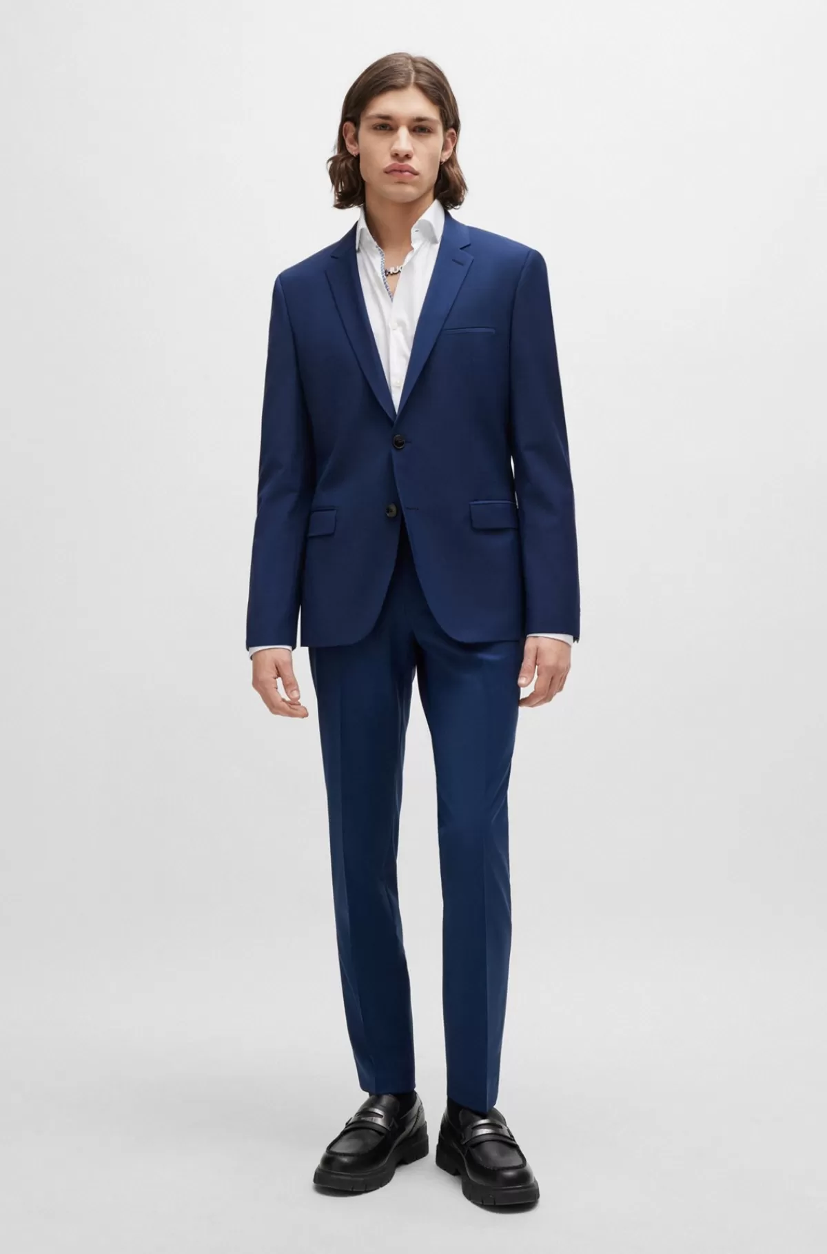 HUGO BOSS Jakkesæt Med Extra Slim Fit I En Uldblanding Lyseblå Flash Sale