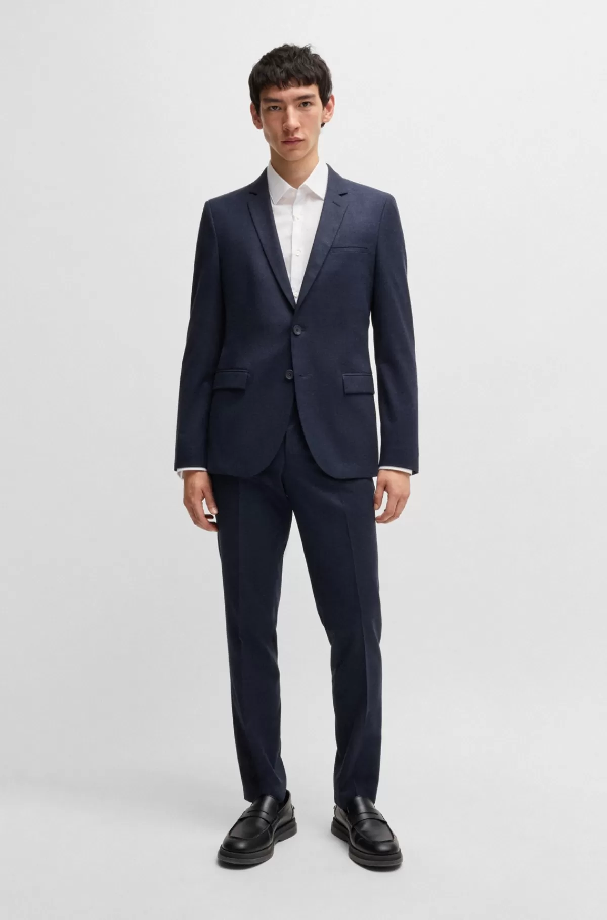 HUGO BOSS Jakkesæt Med Extra Slim Fit I Flannel Med Performancestræk Blå Hot