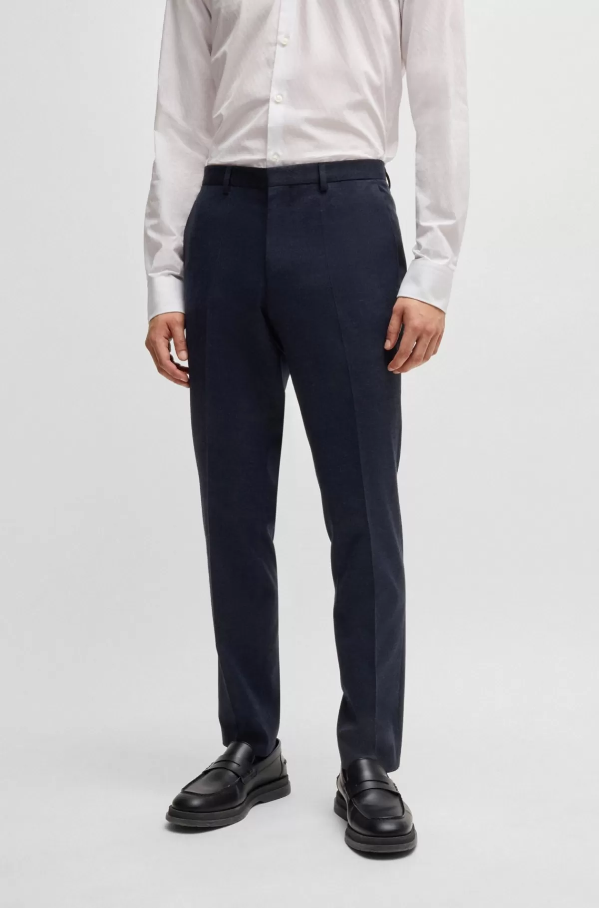 HUGO BOSS Jakkesæt Med Extra Slim Fit I Flannel Med Performancestræk Blå Hot