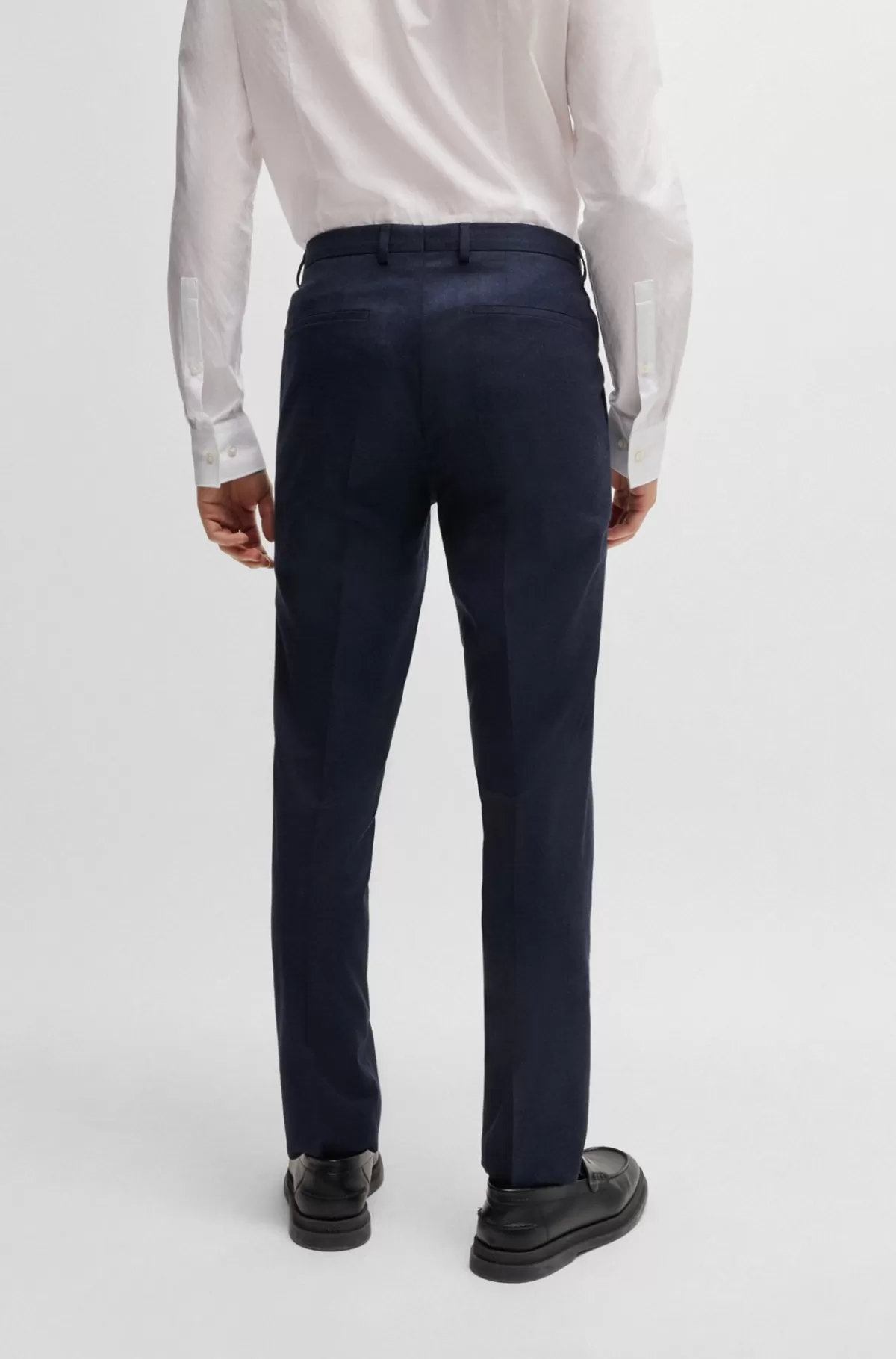 HUGO BOSS Jakkesæt Med Extra Slim Fit I Flannel Med Performancestræk Blå Hot