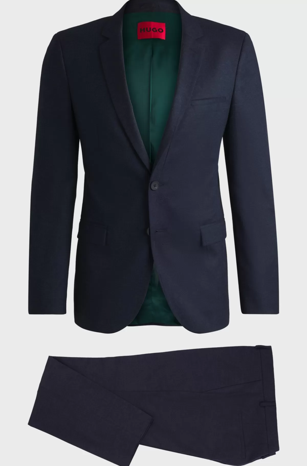 HUGO BOSS Jakkesæt Med Extra Slim Fit I Flannel Med Performancestræk Blå Hot