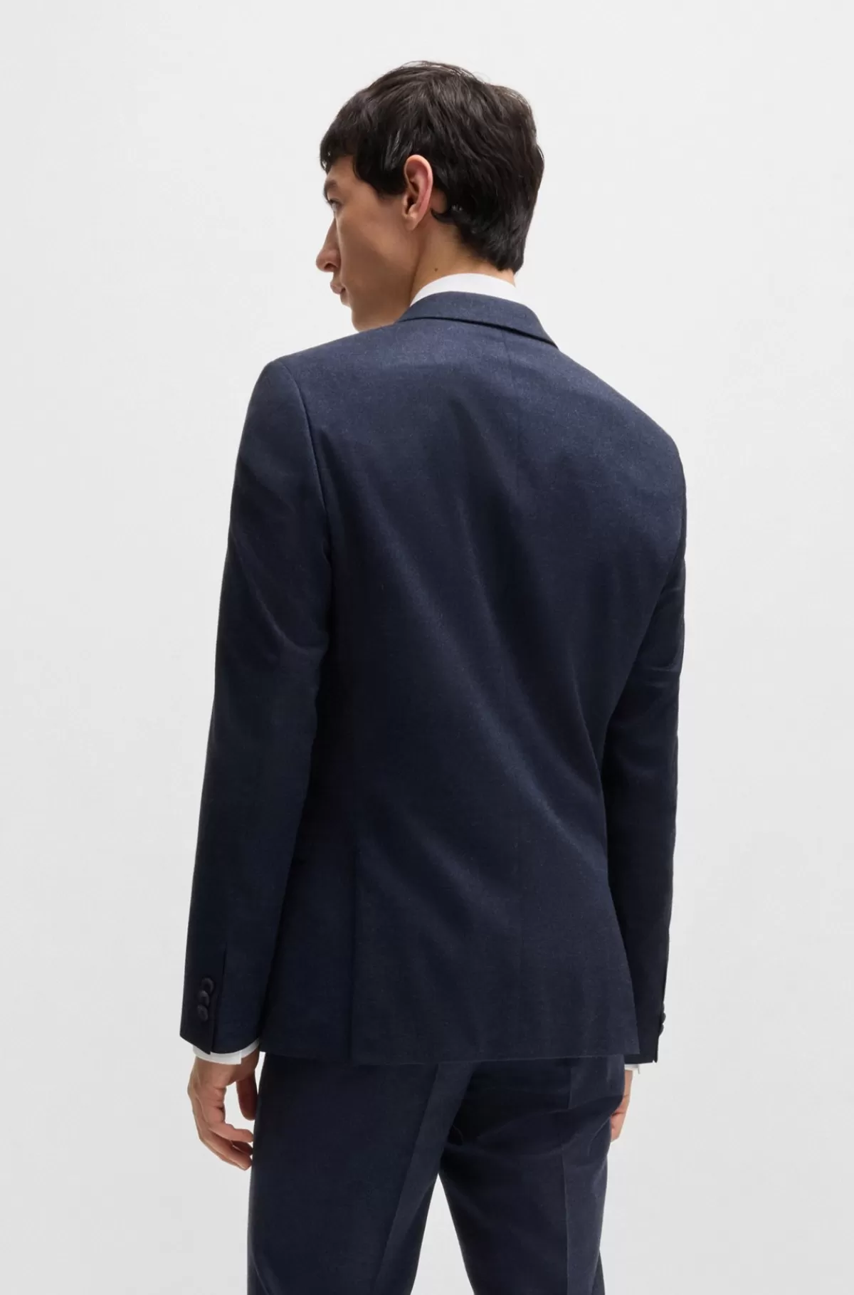 HUGO BOSS Jakkesæt Med Extra Slim Fit I Flannel Med Performancestræk Blå Hot