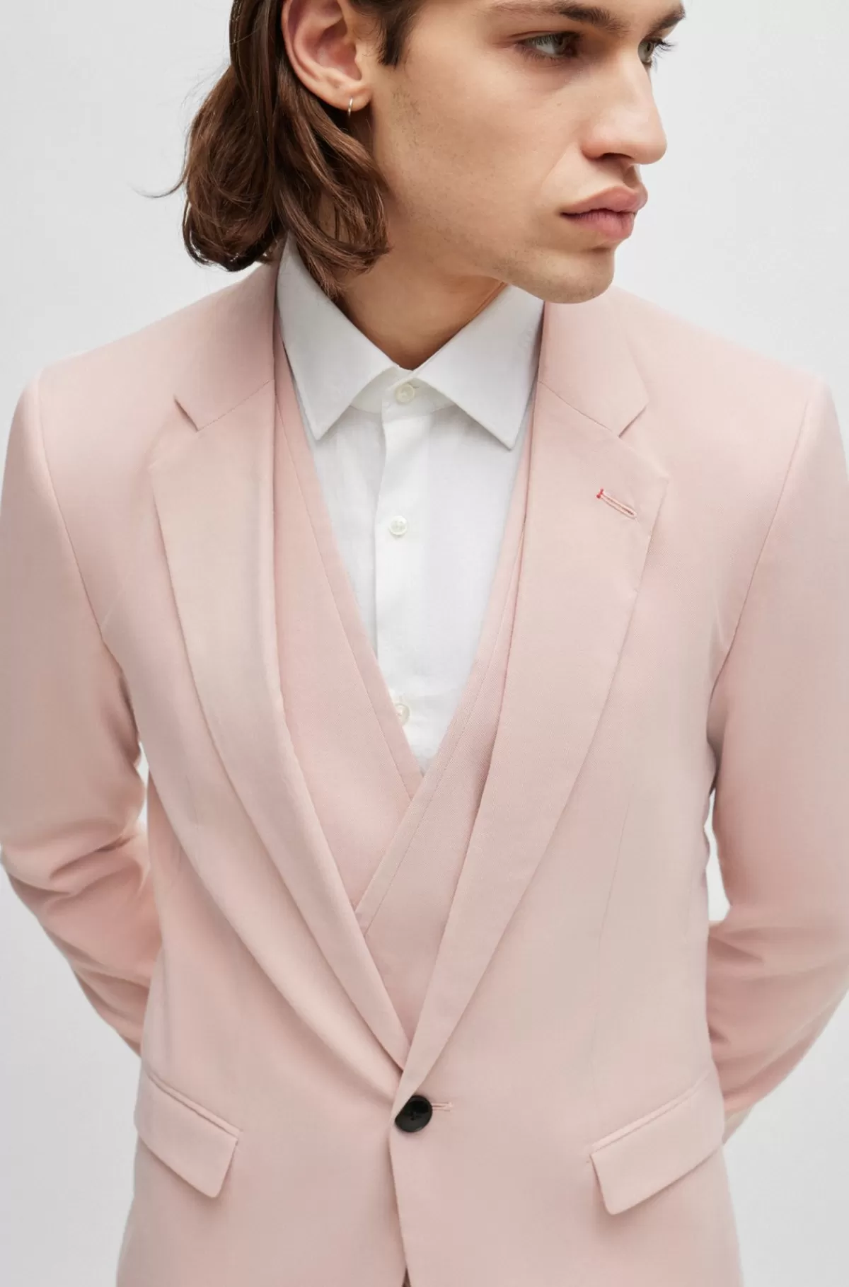 HUGO BOSS Jakkesæt Med Extra Slim Fit I Let Bomuldsblanding Lys pink New
