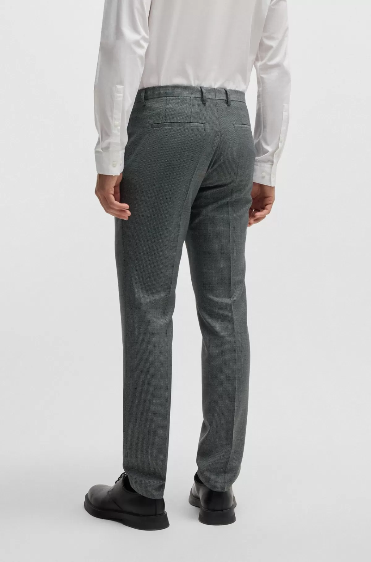 HUGO BOSS Jakkesæt Med Extra Slim Fit I Mikromønstret Stof Med Stræk Grå Cheap
