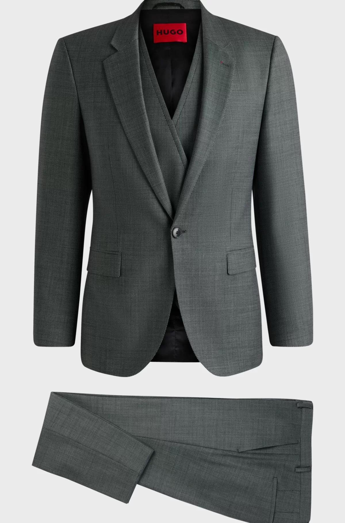 HUGO BOSS Jakkesæt Med Extra Slim Fit I Mikromønstret Stof Med Stræk Grå Cheap