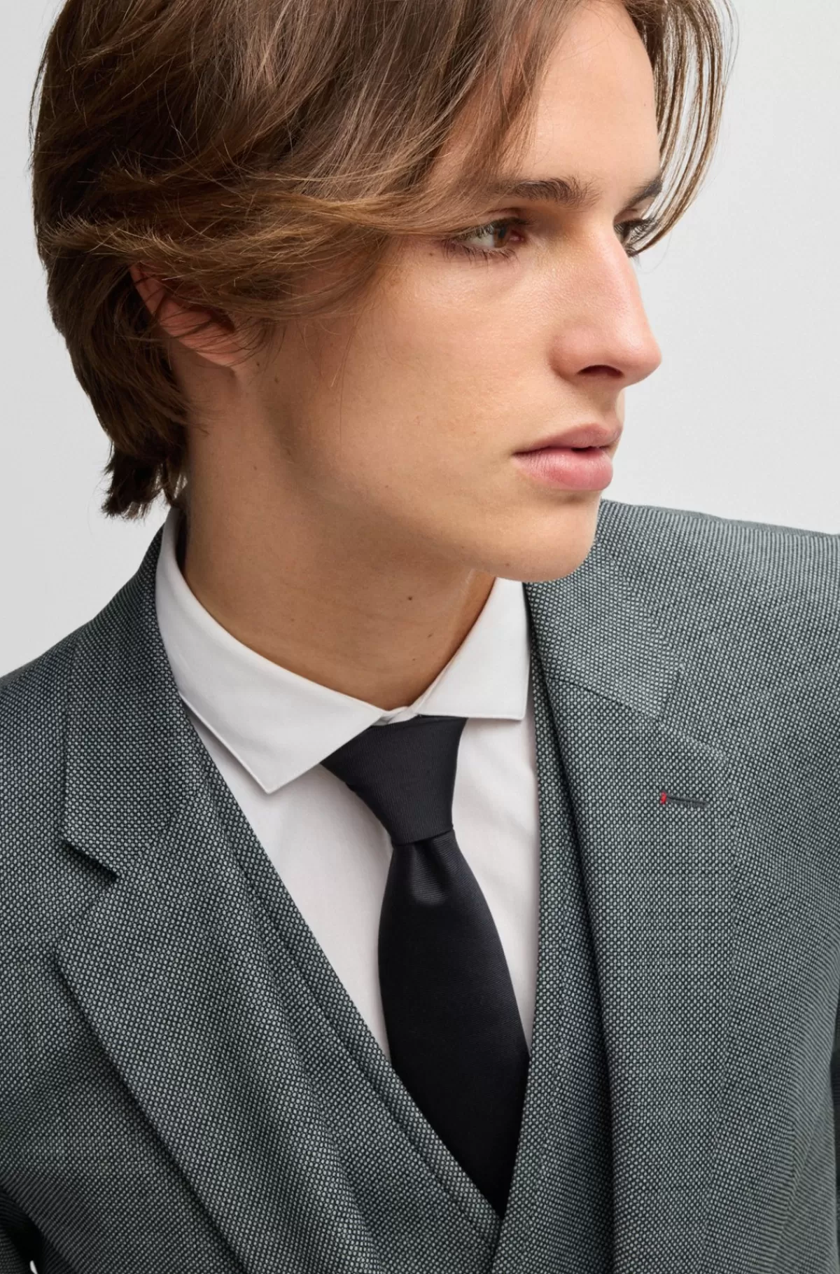 HUGO BOSS Jakkesæt Med Extra Slim Fit I Mikromønstret Stof Med Stræk Grå Cheap