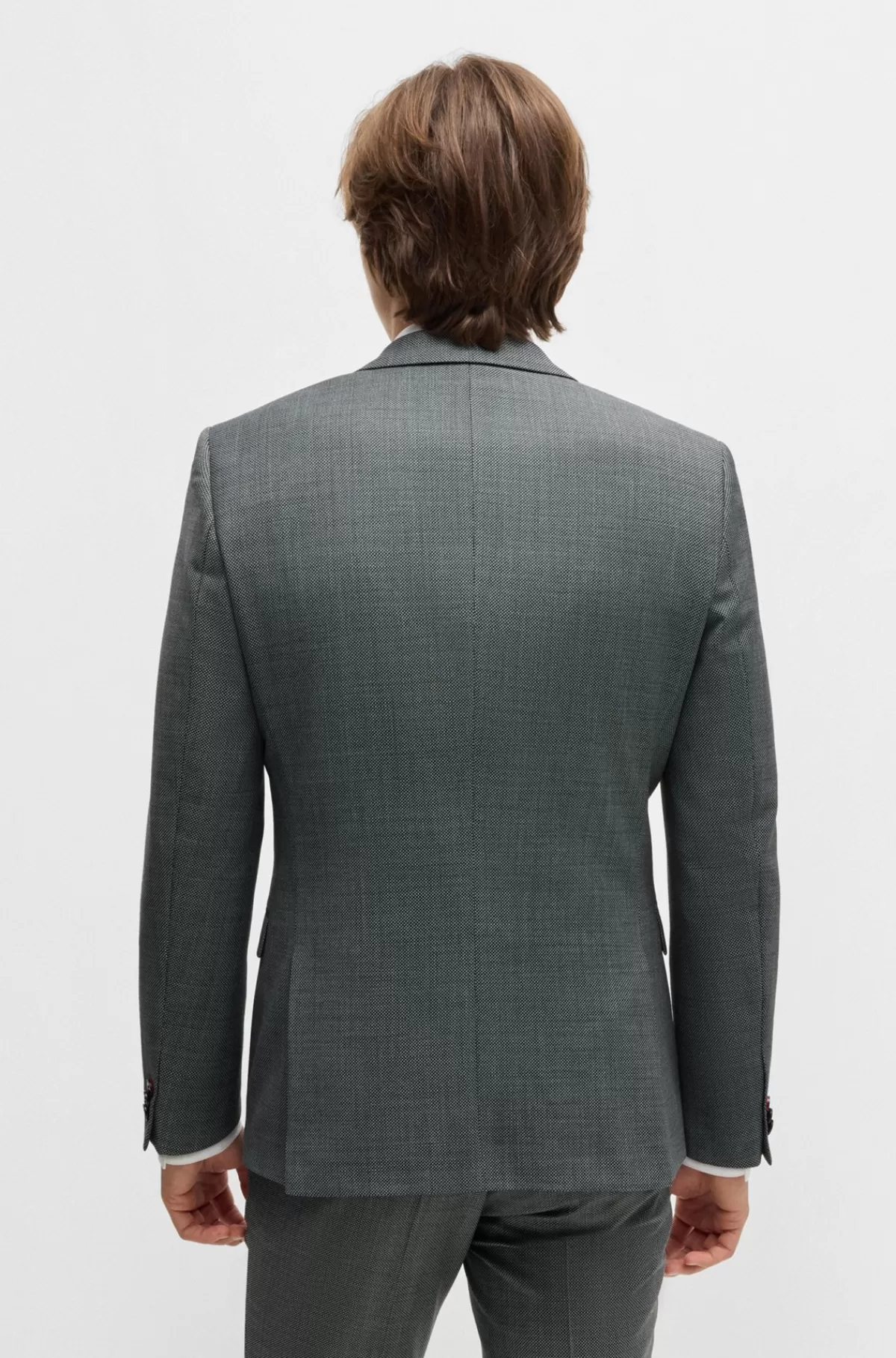 HUGO BOSS Jakkesæt Med Extra Slim Fit I Mikromønstret Stof Med Stræk Grå Cheap