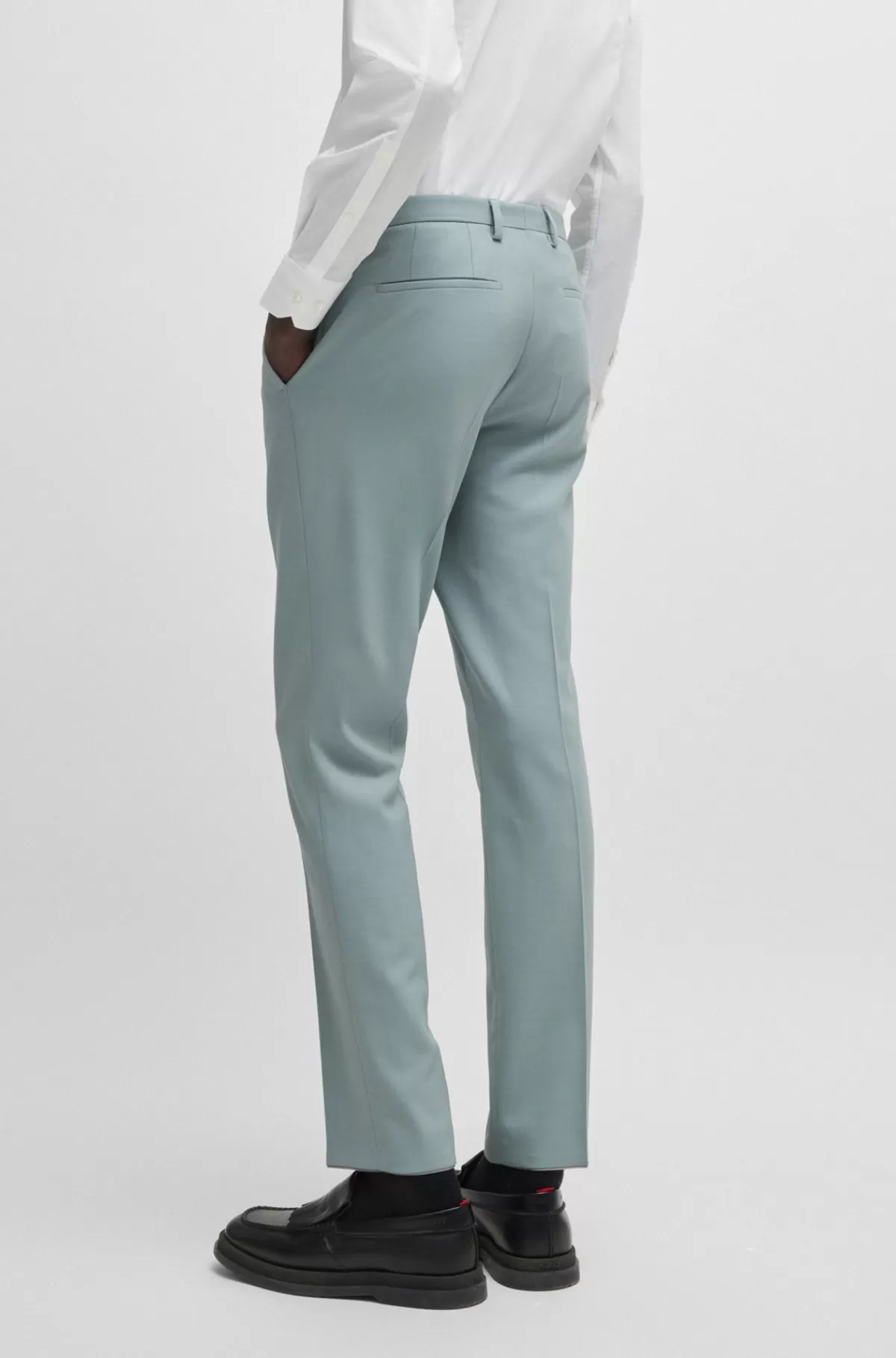 HUGO BOSS Jakkesæt Med Extra Slim Fit I Mønstret Stof Med Stræk Lyseblå Outlet