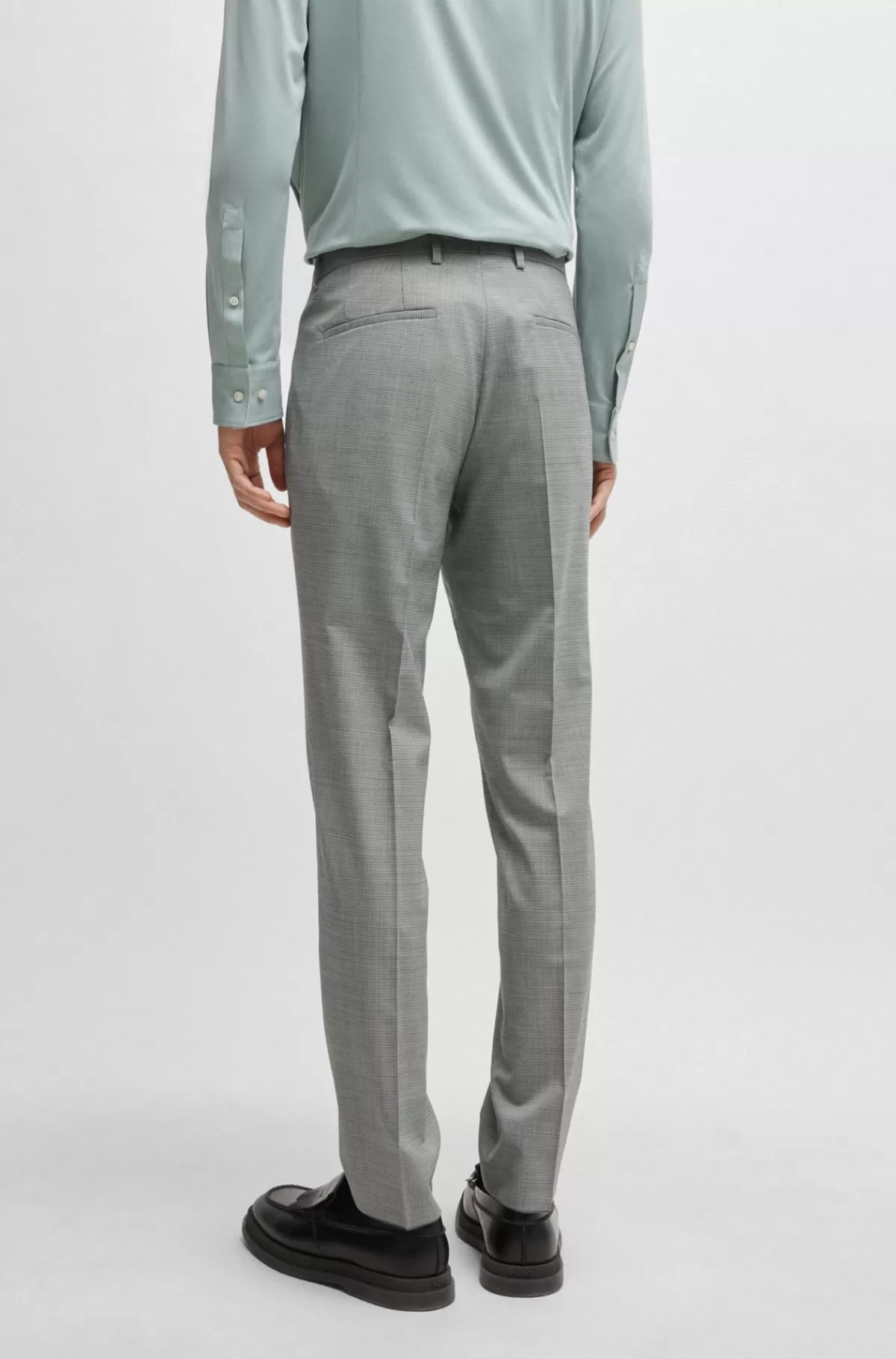 HUGO BOSS Jakkesæt Med Extra Slim Fit I Performance-stof Med Stræk Og Hanefjedsmønster Lysegrå Fashion