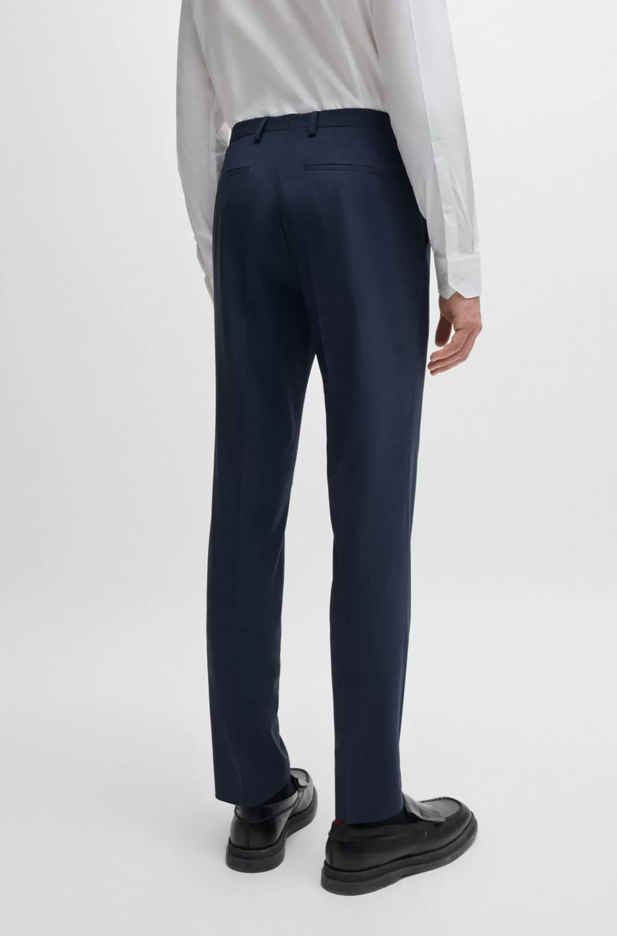 HUGO BOSS Jakkesæt Med Extra Slim Fit I Performance-stof Med Stræk Og Hanefjedsmønster Mørkeblå Store