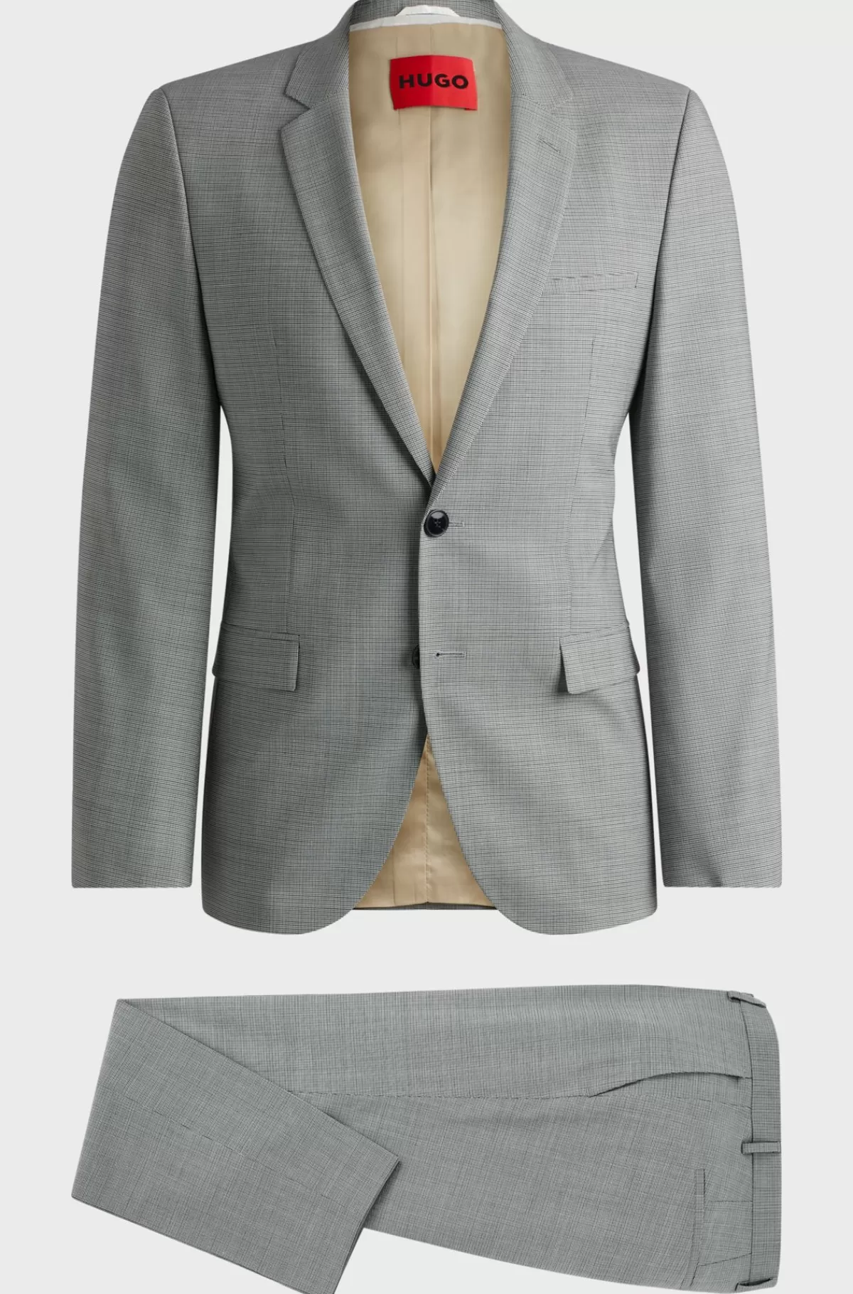 HUGO BOSS Jakkesæt Med Extra Slim Fit I Performance-stof Med Stræk Og Hanefjedsmønster Lysegrå Fashion