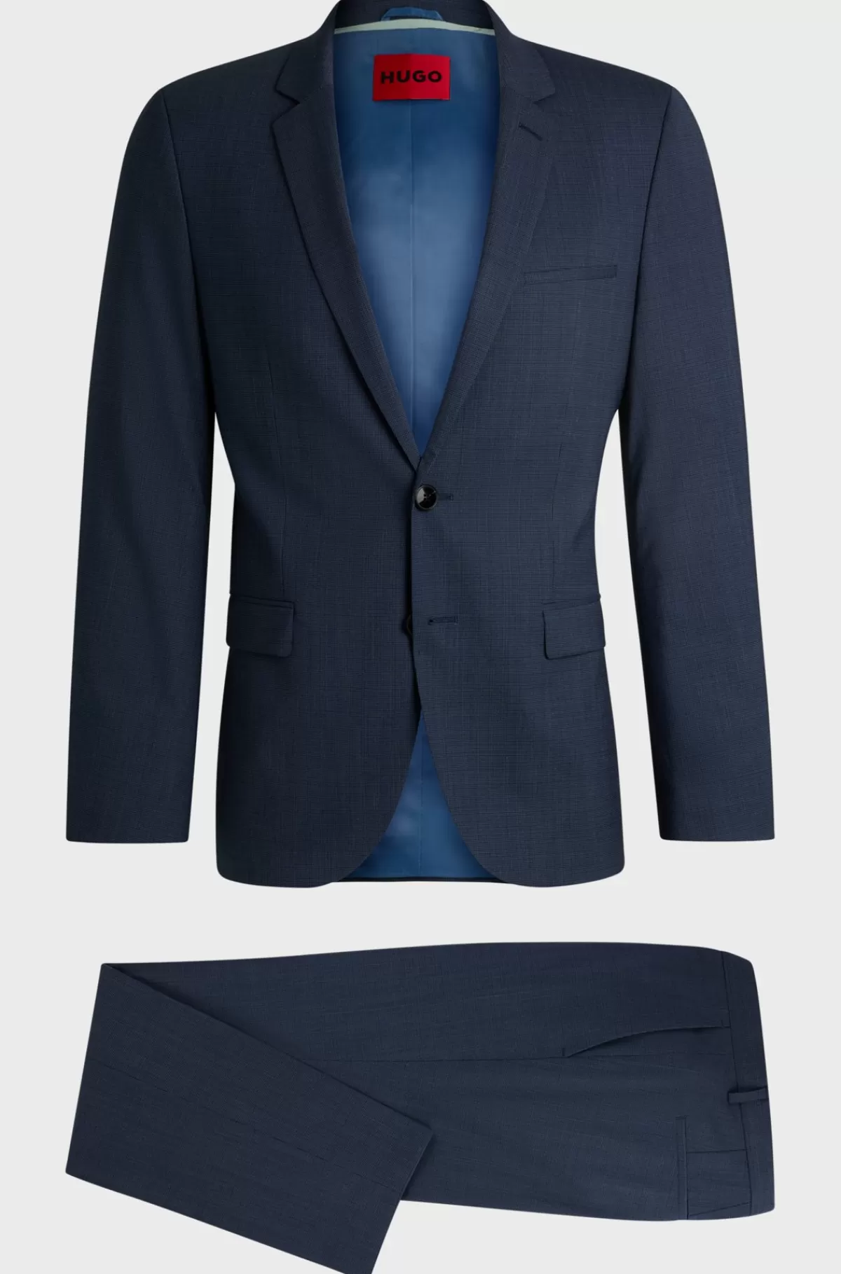 HUGO BOSS Jakkesæt Med Extra Slim Fit I Performance-stof Med Stræk Og Hanefjedsmønster Mørkeblå Store