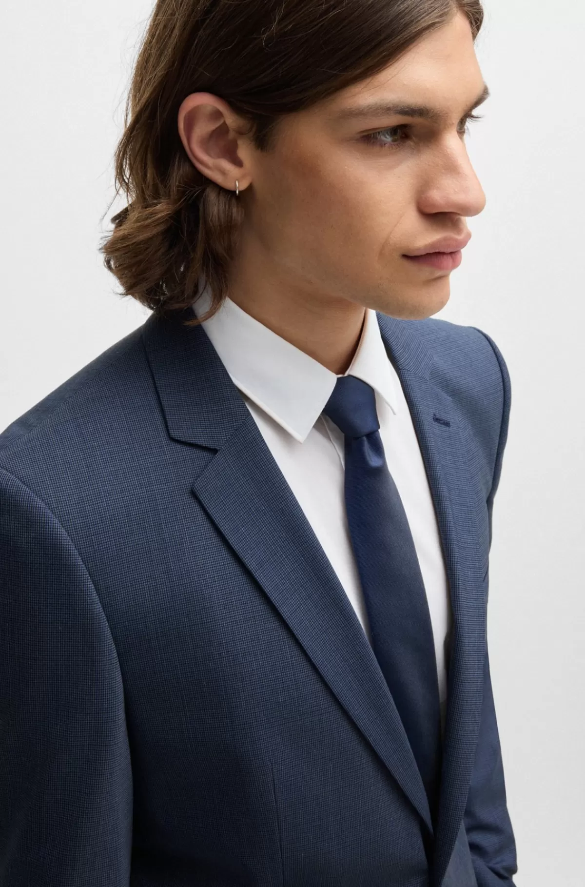 HUGO BOSS Jakkesæt Med Extra Slim Fit I Performance-stof Med Stræk Og Hanefjedsmønster Mørkeblå Store