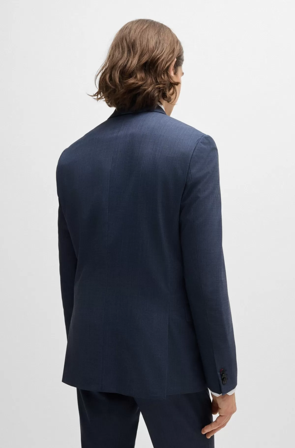 HUGO BOSS Jakkesæt Med Extra Slim Fit I Performance-stof Med Stræk Og Hanefjedsmønster Mørkeblå Store
