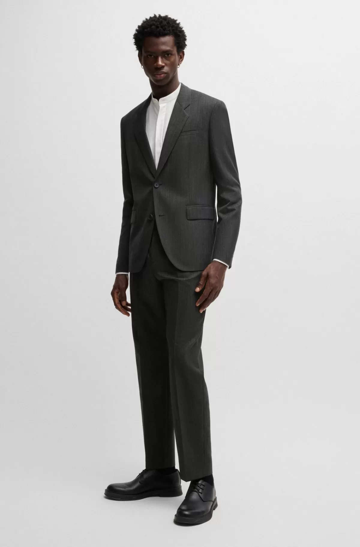 HUGO BOSS Jakkesæt Med Moderne Fit I Mikromønstret Stof Med Performance-stræk Grå Fashion