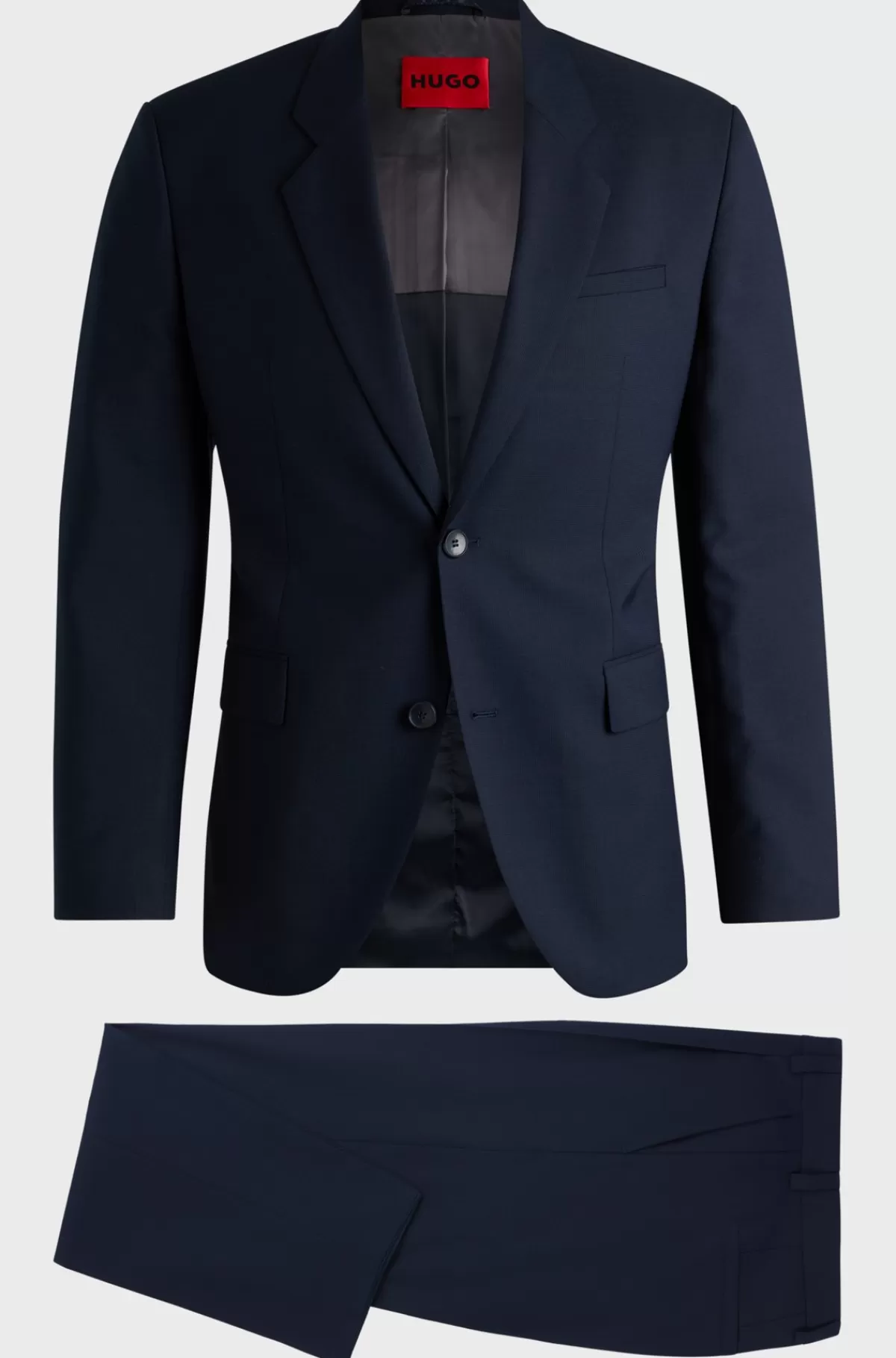 HUGO BOSS Jakkesæt Med Moderne Fit I Mikromønstret Stof Med Performance-stræk Mørkeblå Outlet