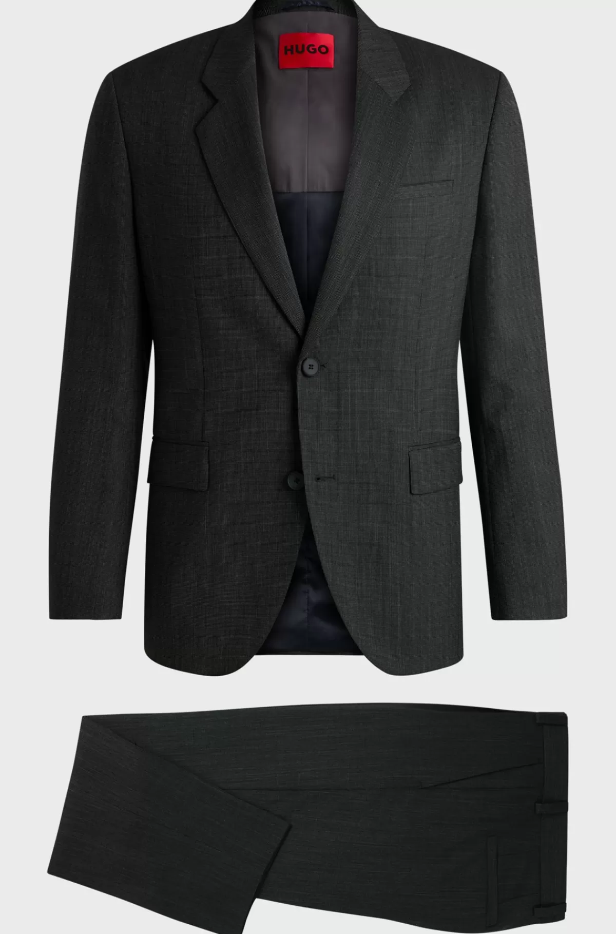 HUGO BOSS Jakkesæt Med Moderne Fit I Mikromønstret Stof Med Performance-stræk Grå Fashion