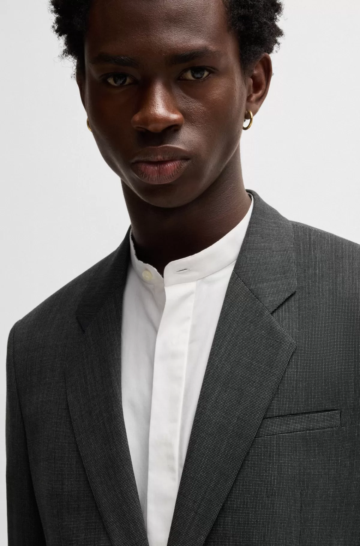 HUGO BOSS Jakkesæt Med Moderne Fit I Mikromønstret Stof Med Performance-stræk Grå Fashion