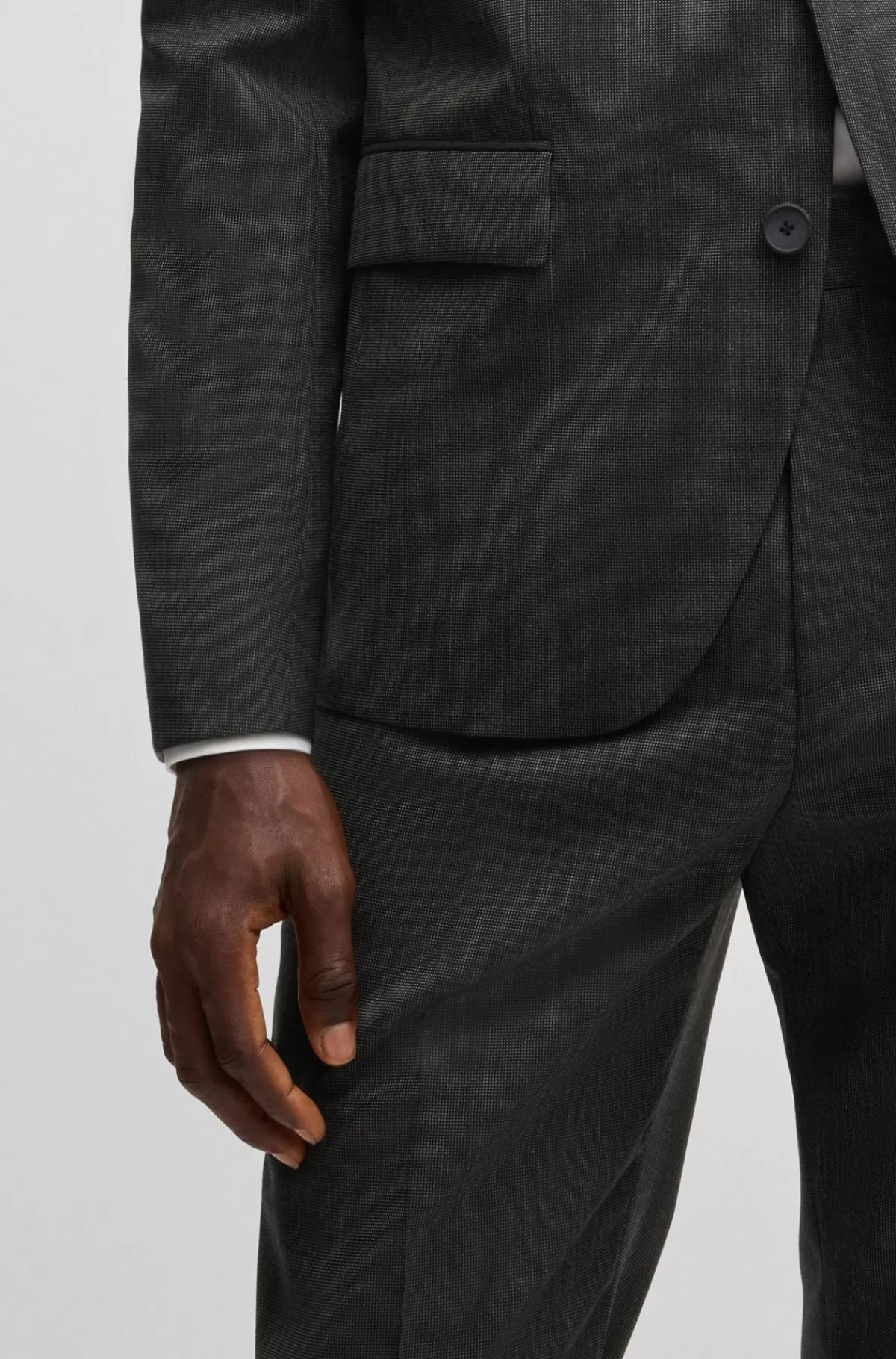 HUGO BOSS Jakkesæt Med Moderne Fit I Mikromønstret Stof Med Performance-stræk Grå Fashion