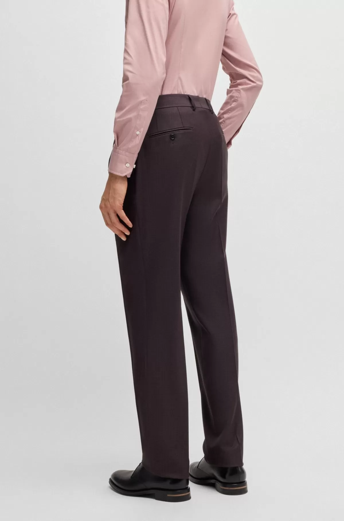 HUGO BOSS Jakkesæt Med Regular Fit I Ny Uld Med Stræk Og Mikromønster Mørklilla Fashion