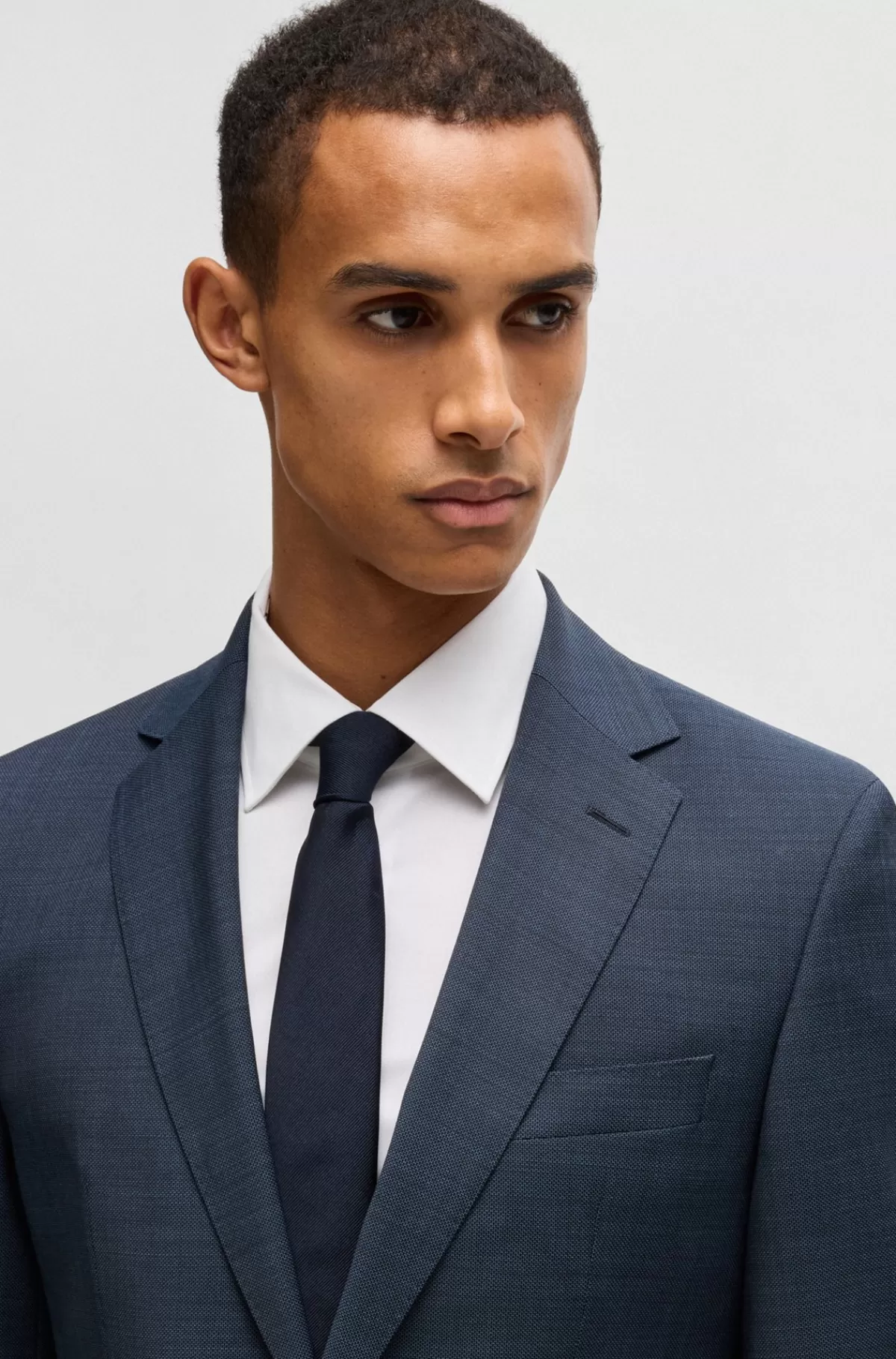 HUGO BOSS Jakkesæt Med Regular Fit Og Mikromønster I Ny Uld Blå Best