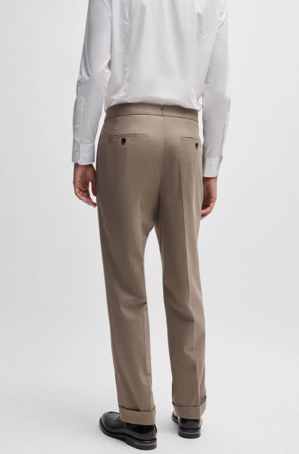 HUGO BOSS Jakkesæt Med Slim Fit I Bomuld Med Stræk Og Kashmir Lysegrøn Clearance