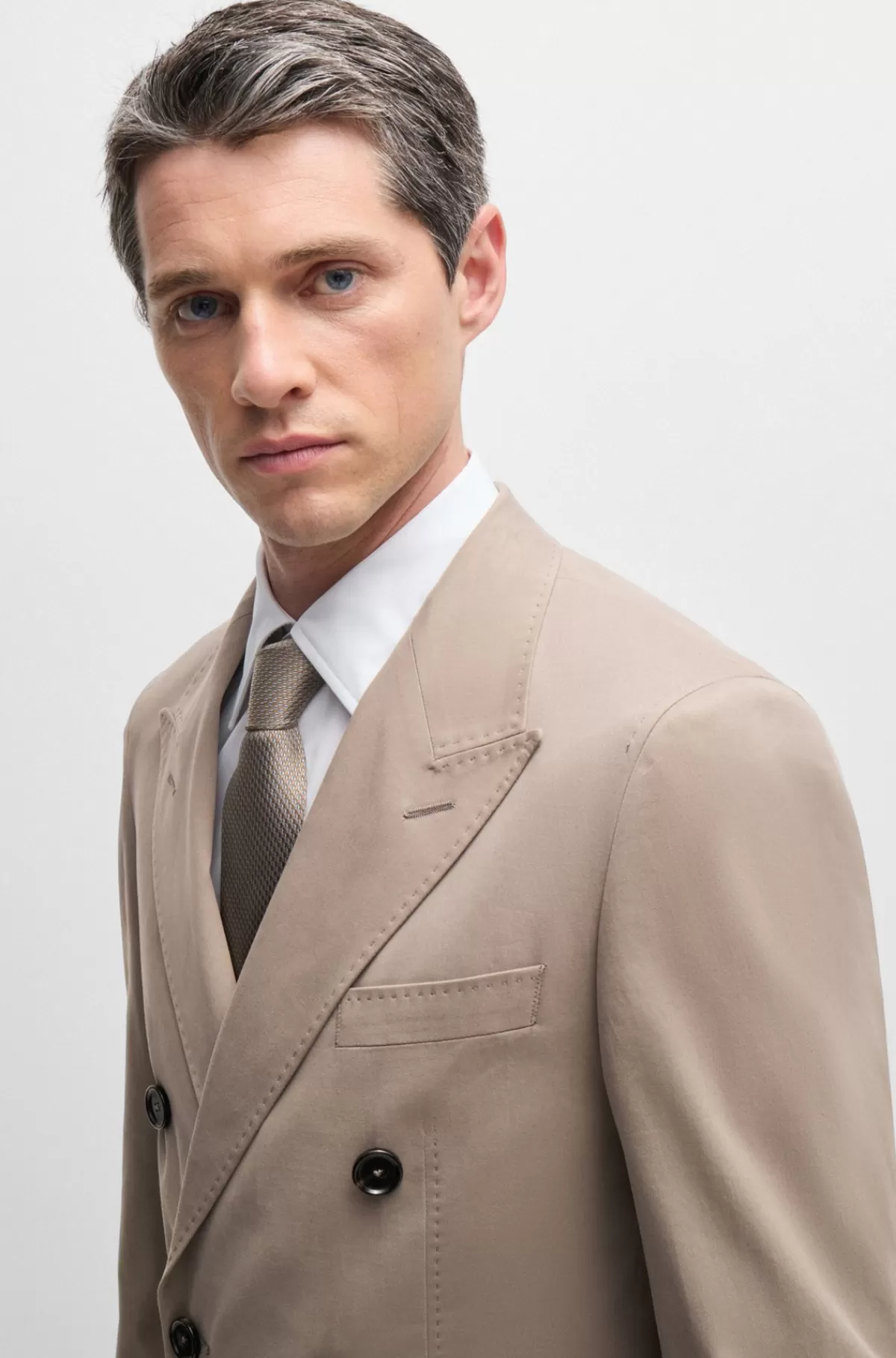 HUGO BOSS Jakkesæt Med Slim Fit I Bomuld Med Stræk Og Kashmir Lysegrøn Clearance