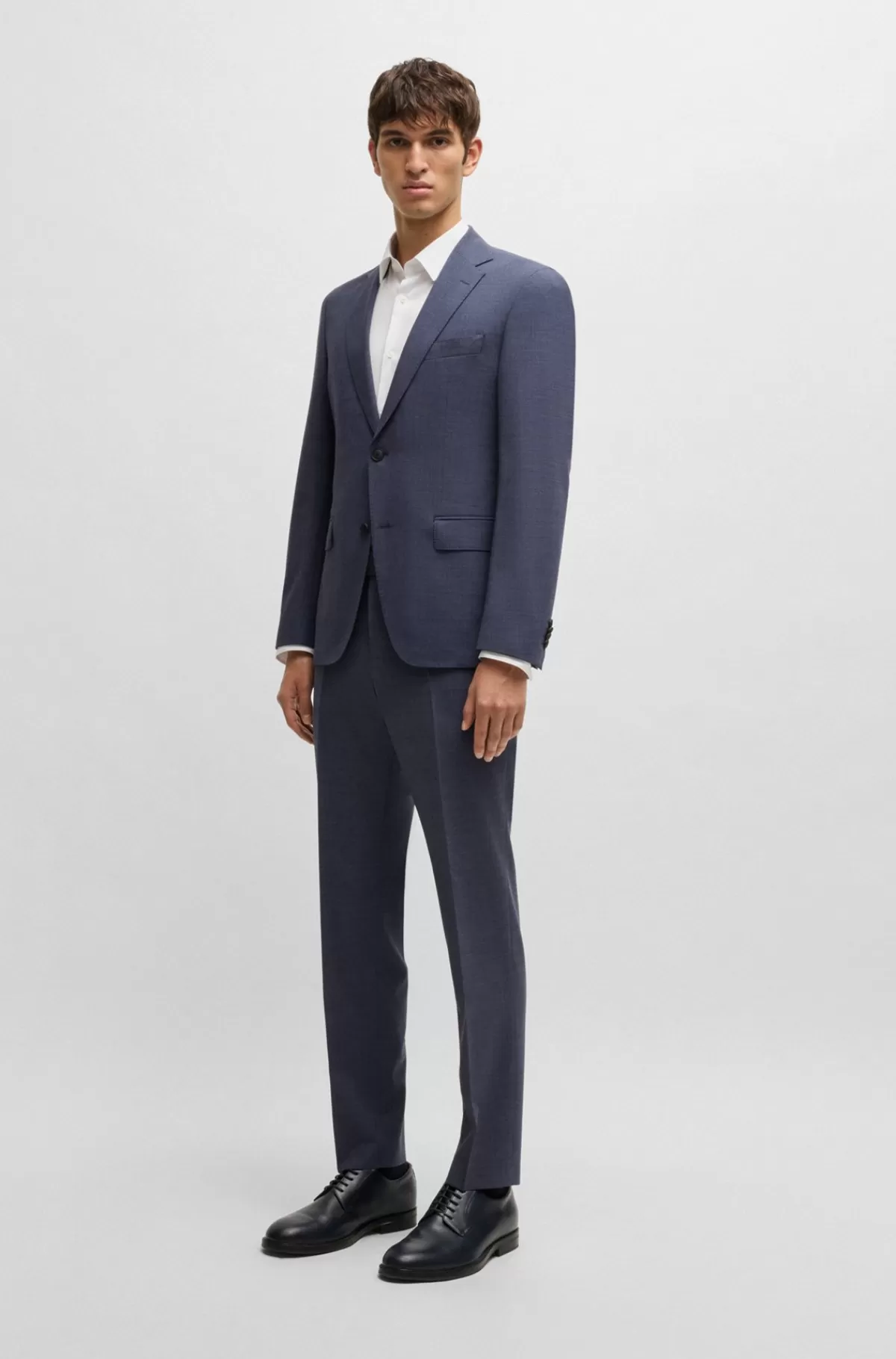 HUGO BOSS Jakkesæt Med Slim Fit I Mikromønstret Stof Med Performance-stræk Blå Fashion