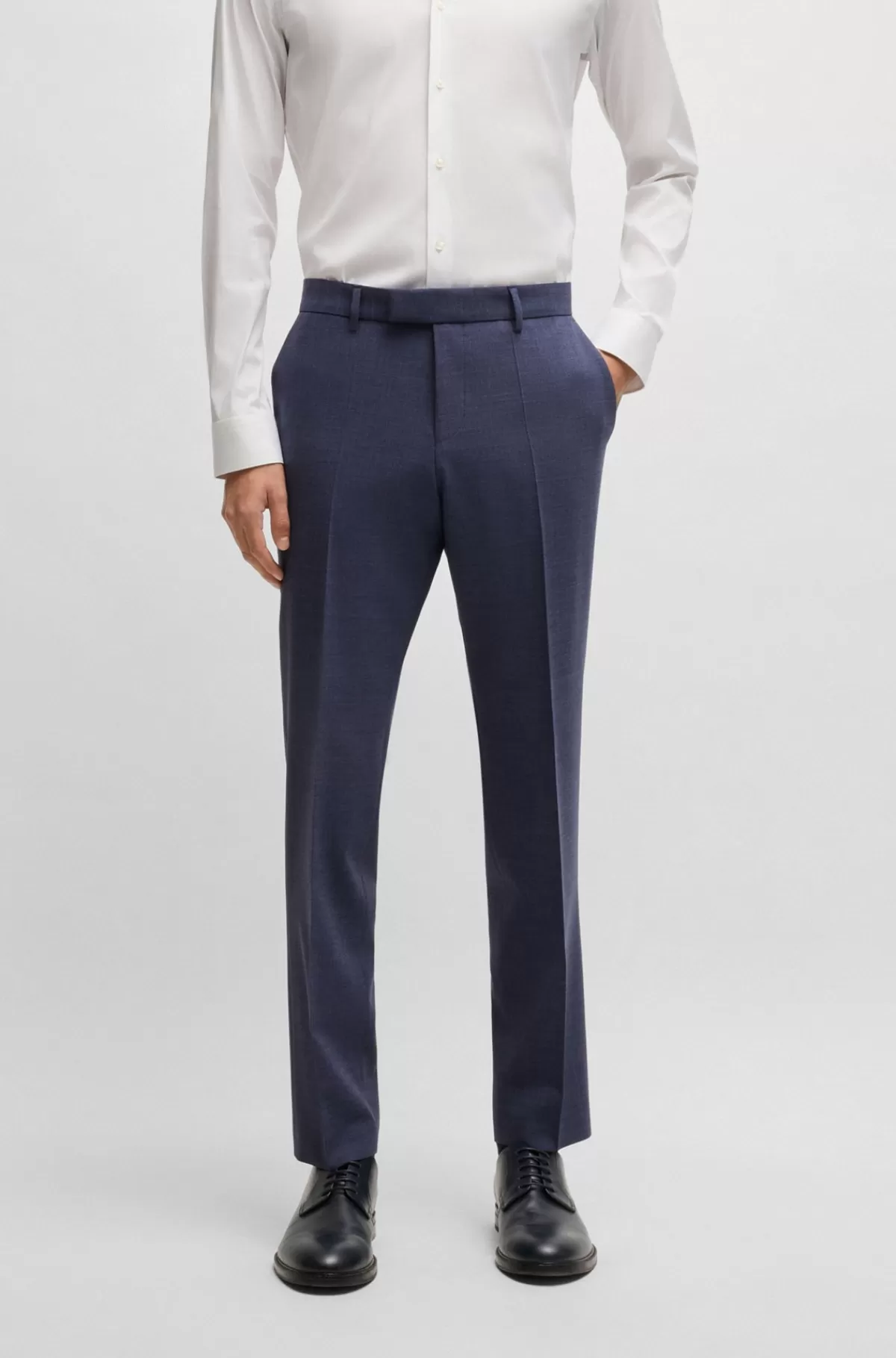 HUGO BOSS Jakkesæt Med Slim Fit I Mikromønstret Stof Med Performance-stræk Blå Fashion