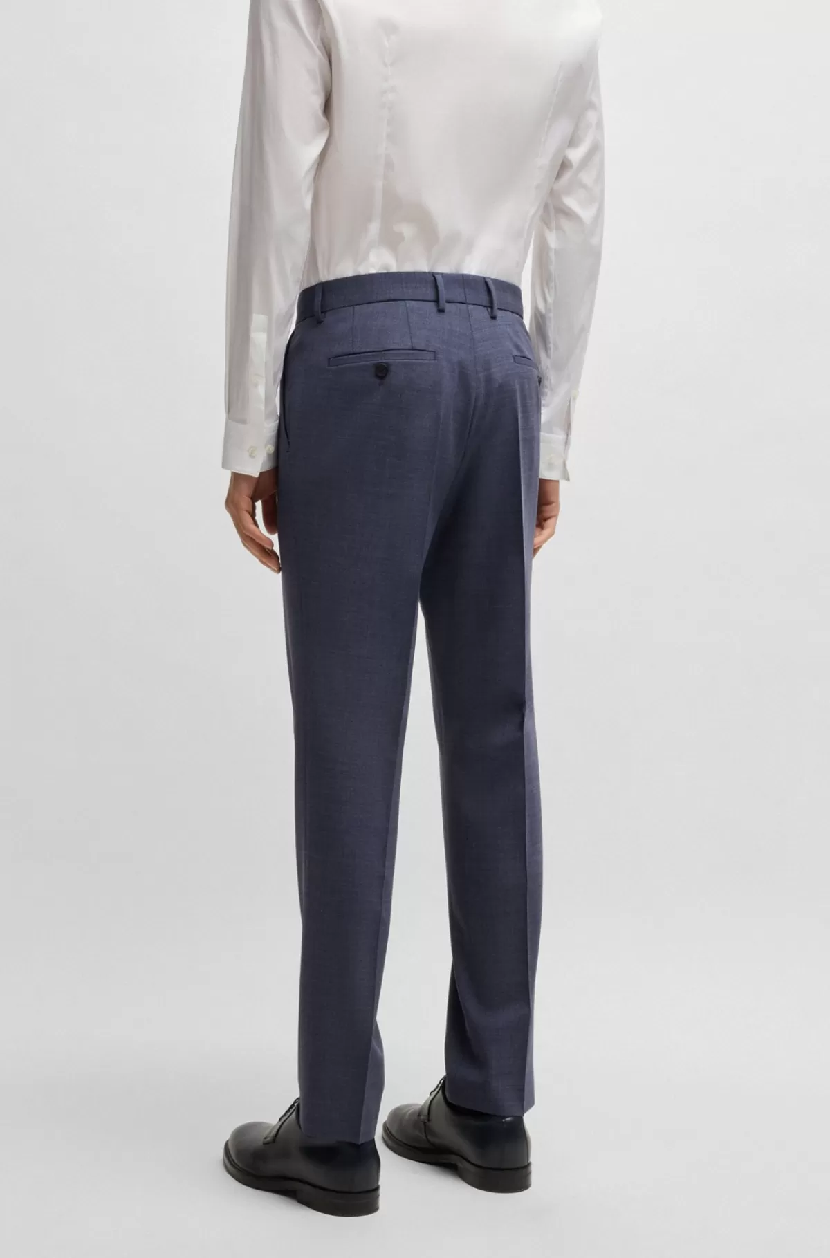 HUGO BOSS Jakkesæt Med Slim Fit I Mikromønstret Stof Med Performance-stræk Blå Fashion