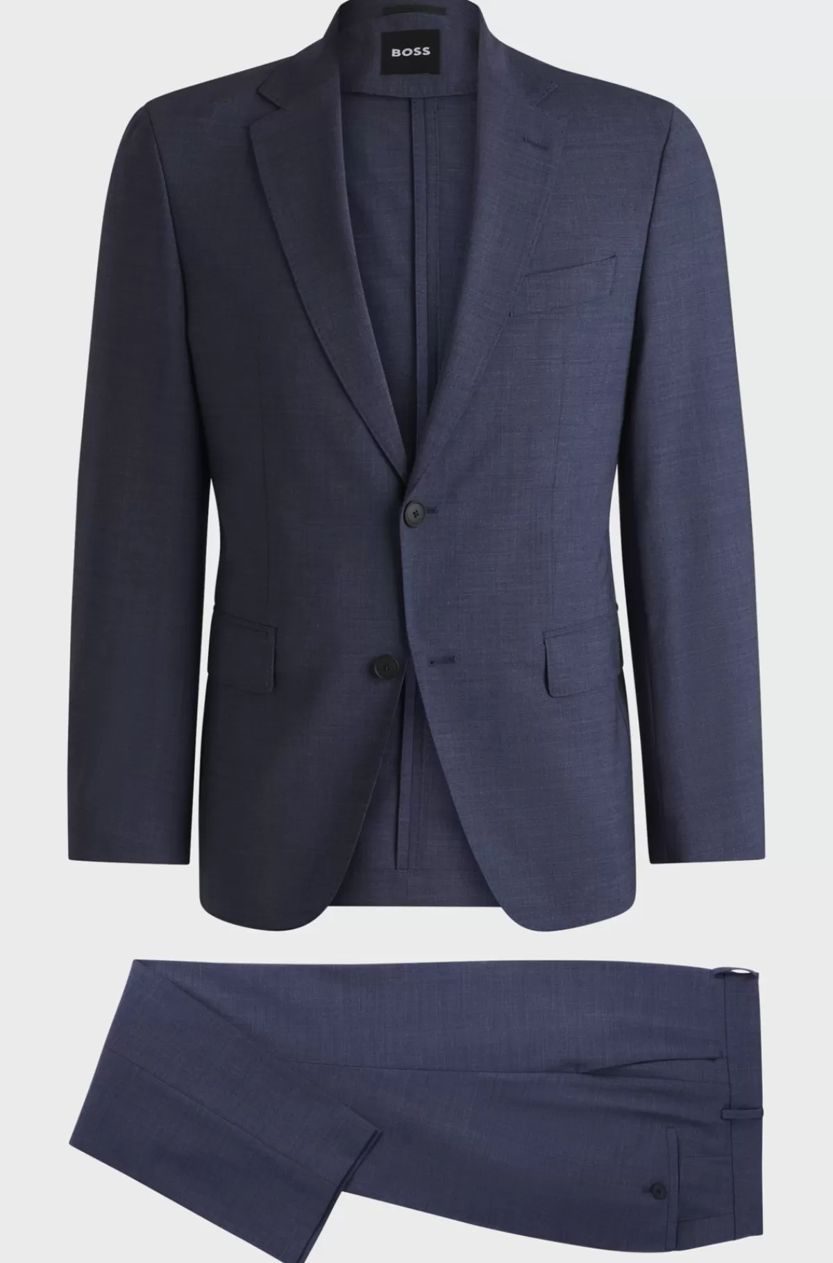 HUGO BOSS Jakkesæt Med Slim Fit I Mikromønstret Stof Med Performance-stræk Blå Fashion