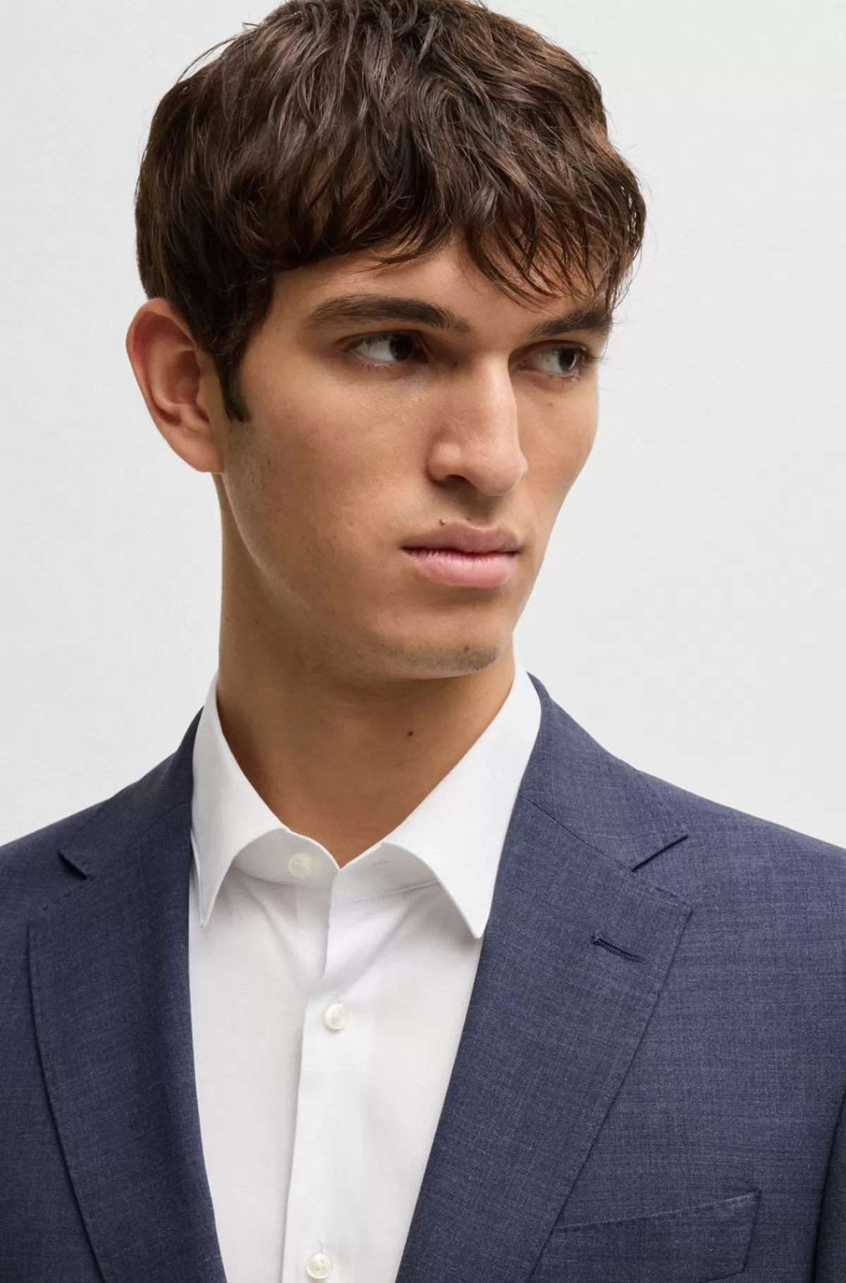 HUGO BOSS Jakkesæt Med Slim Fit I Mikromønstret Stof Med Performance-stræk Blå Fashion