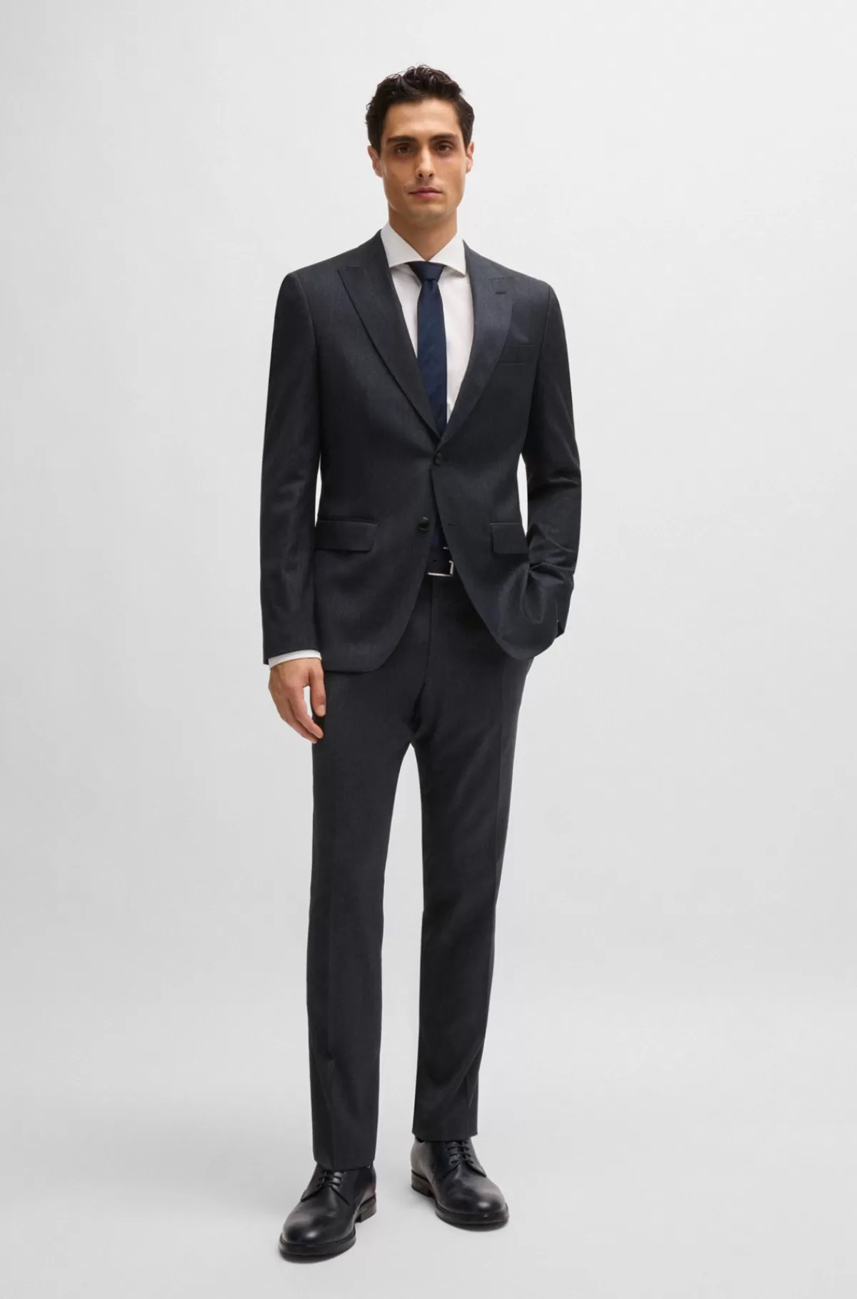 HUGO BOSS Jakkesæt Med Slim Fit I Mikromønstret Uldblanding Mørkeblå Online