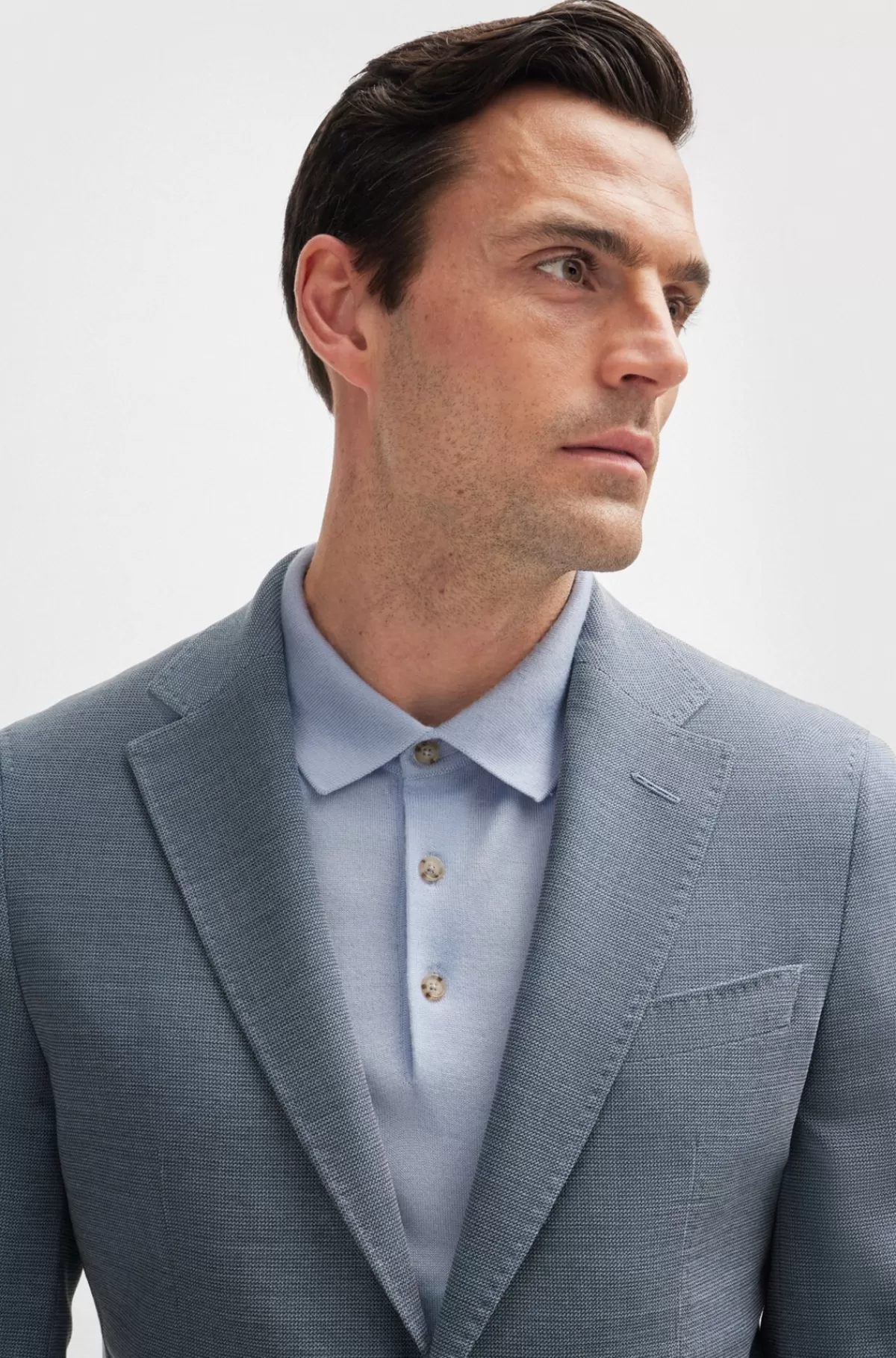 HUGO BOSS Jakkesæt Med Slim Fit I Mikromønstret Uldblanding Lyseblå Outlet