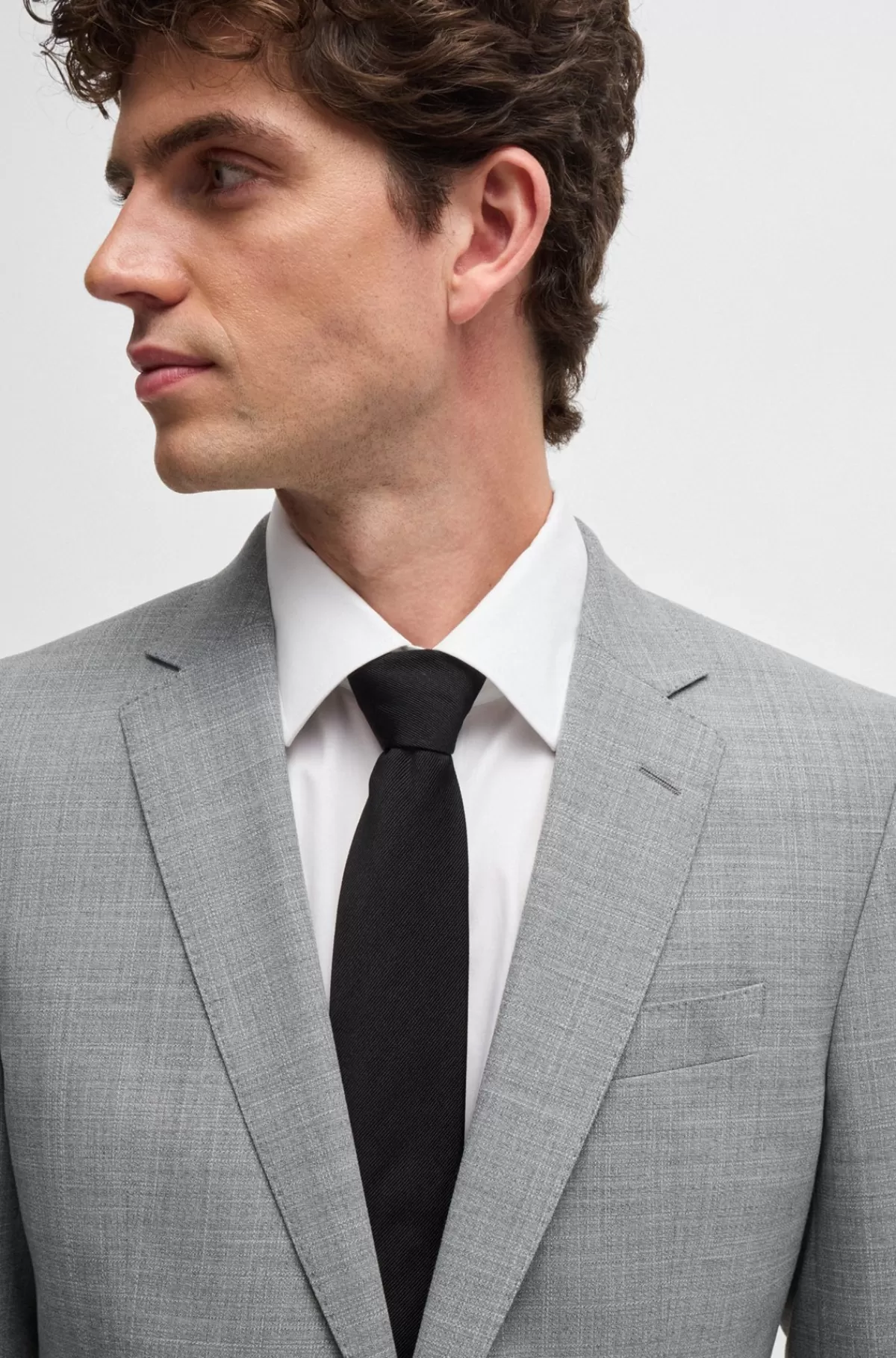 HUGO BOSS Jakkesæt Med Slim Fit I Mønstret Stof Med Stræk Sølv New