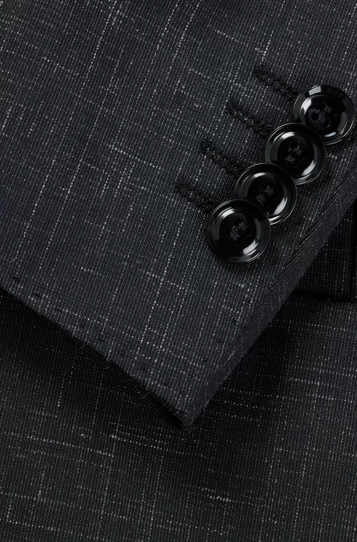 HUGO BOSS Jakkesæt Med Slim Fit I Mønstret Uld, Hør Og Stræk Grå Best