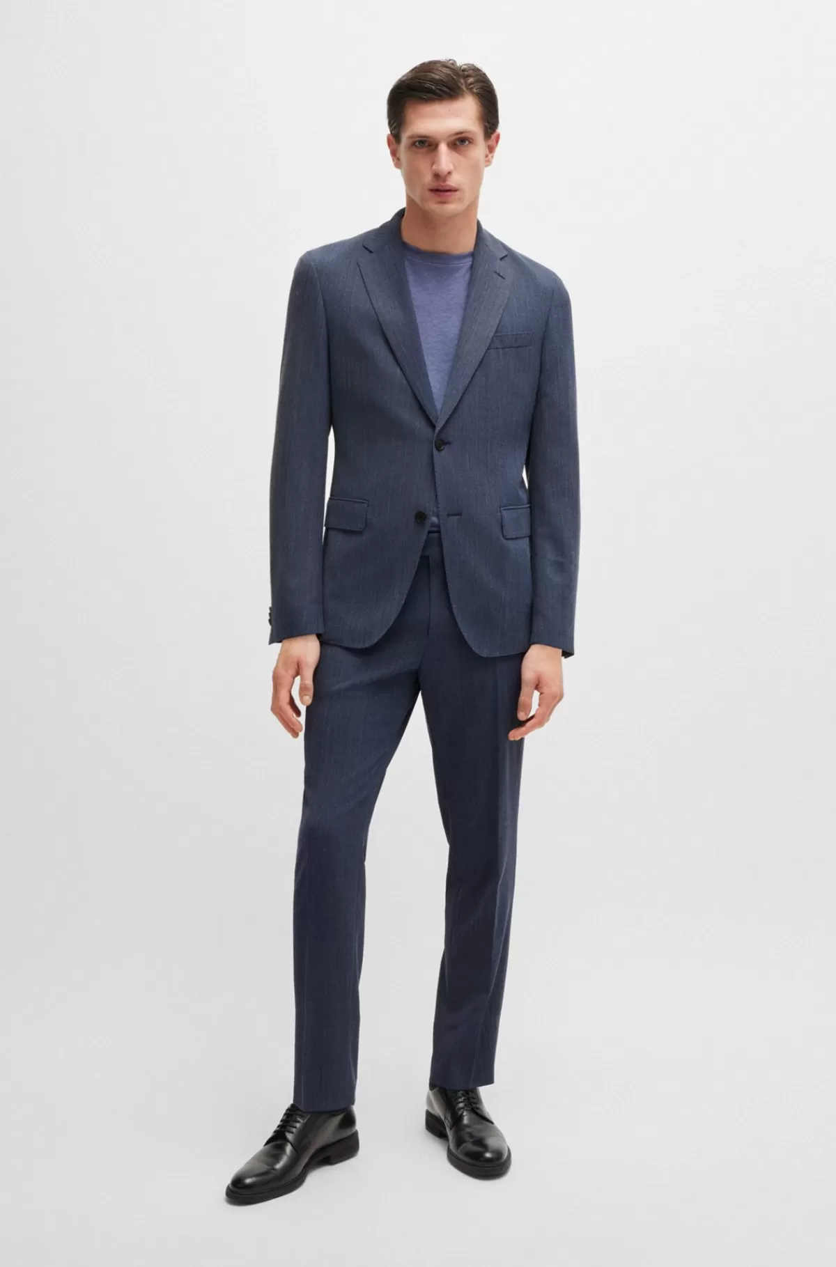 HUGO BOSS Jakkesæt Med Slim Fit I Performance-stof Med Mikromønster Mørkeblå Fashion