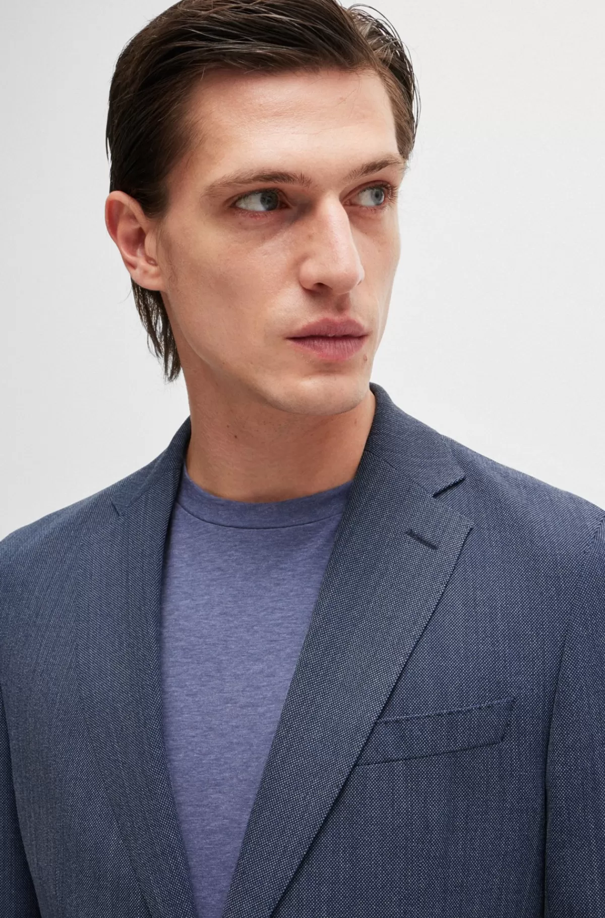 HUGO BOSS Jakkesæt Med Slim Fit I Performance-stof Med Mikromønster Mørkeblå Fashion