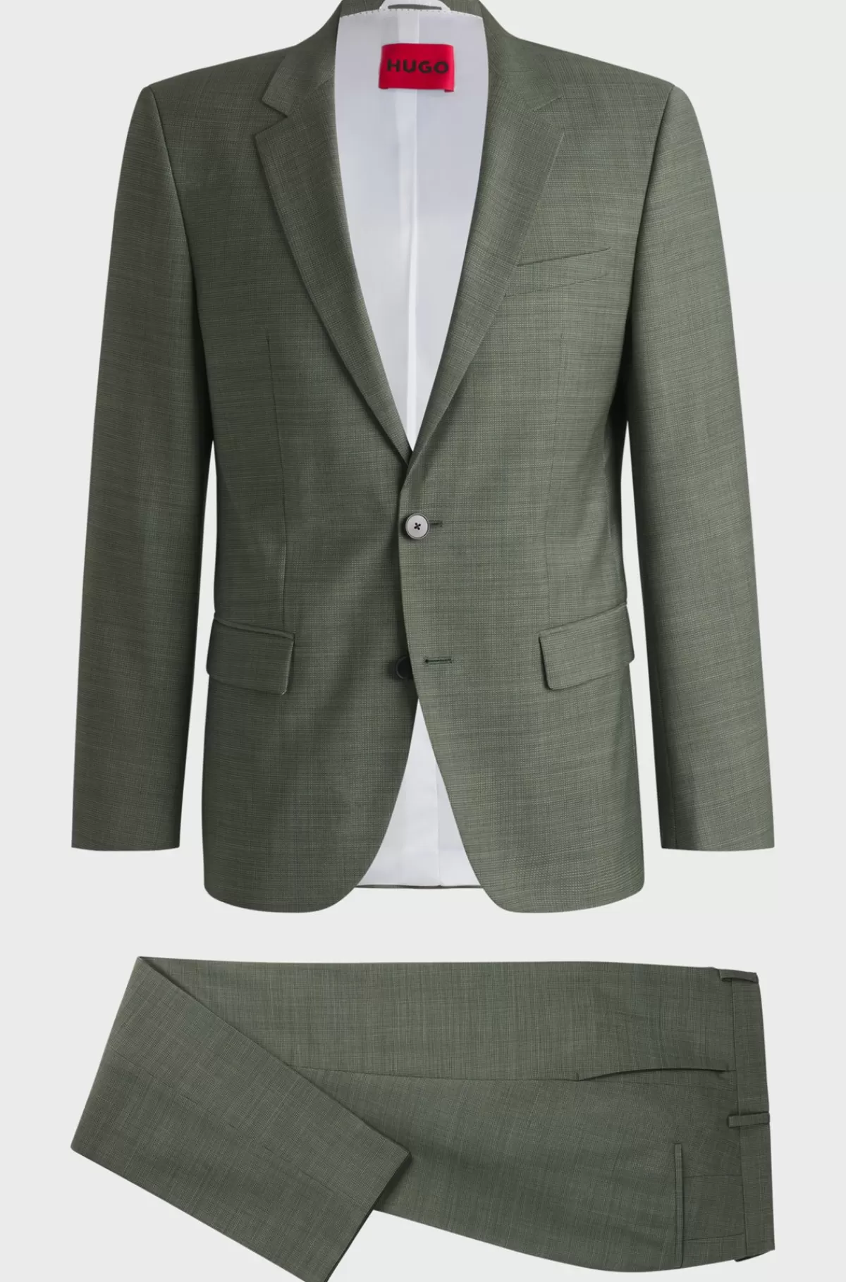 HUGO BOSS Jakkesæt Med Slim Fit I Stof Med Stræk Og Tekstur Lysegrøn Fashion
