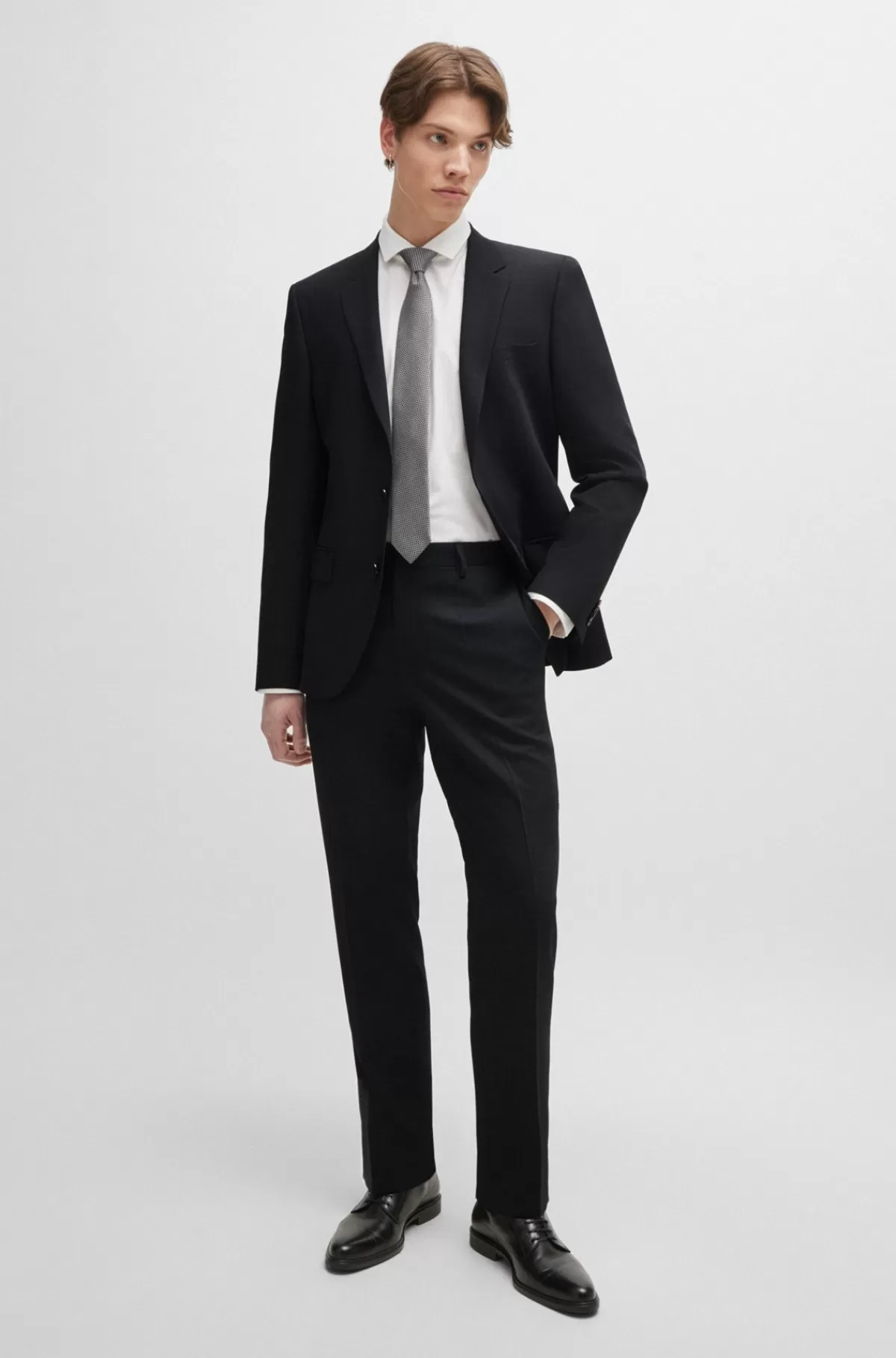 HUGO BOSS Jakkesæt Med Slim Fit I Stræktwill Sort Flash Sale
