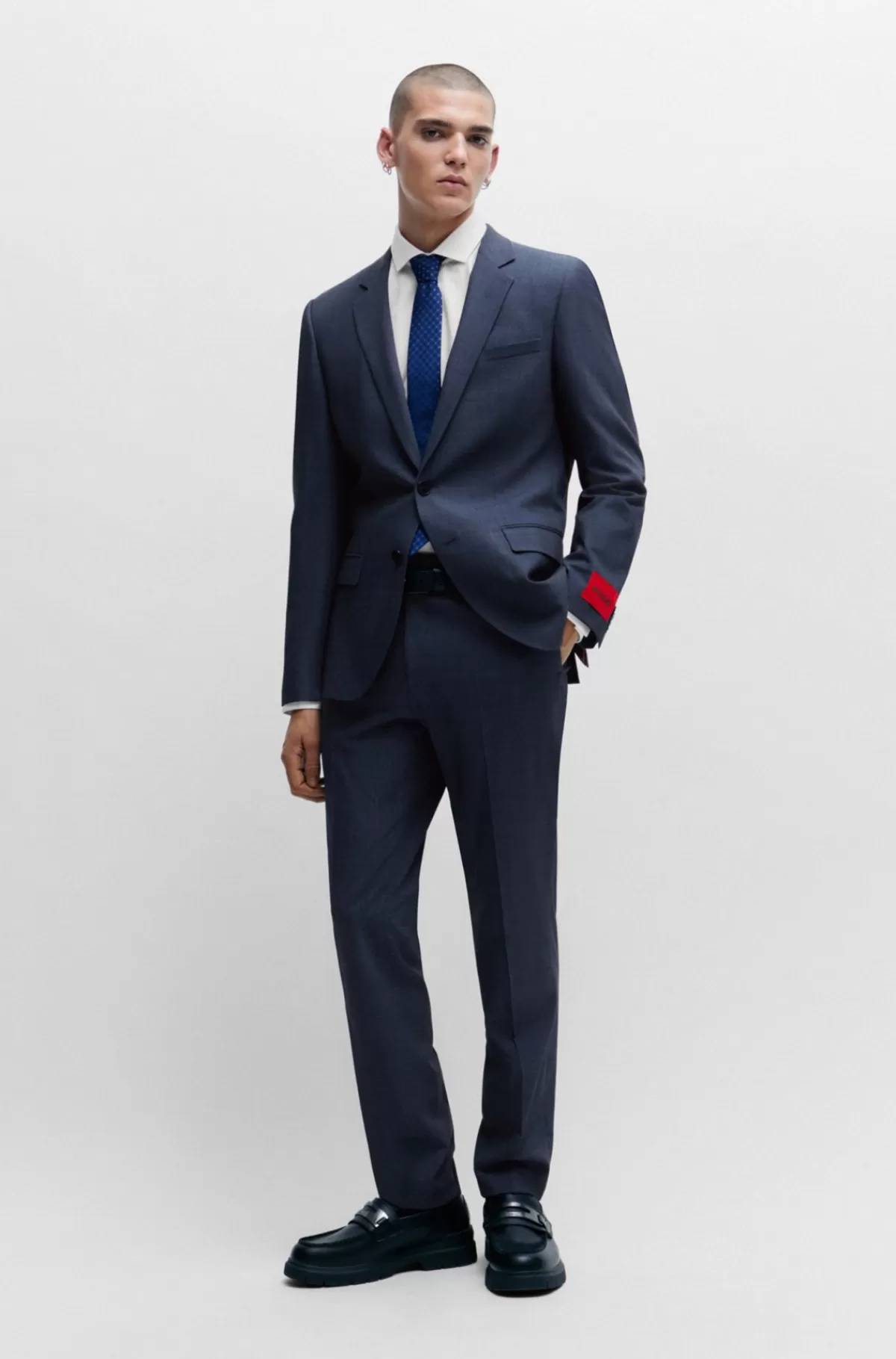 HUGO BOSS Jakkesæt Med Slim Fit I Stræktwill Mørkeblå Shop