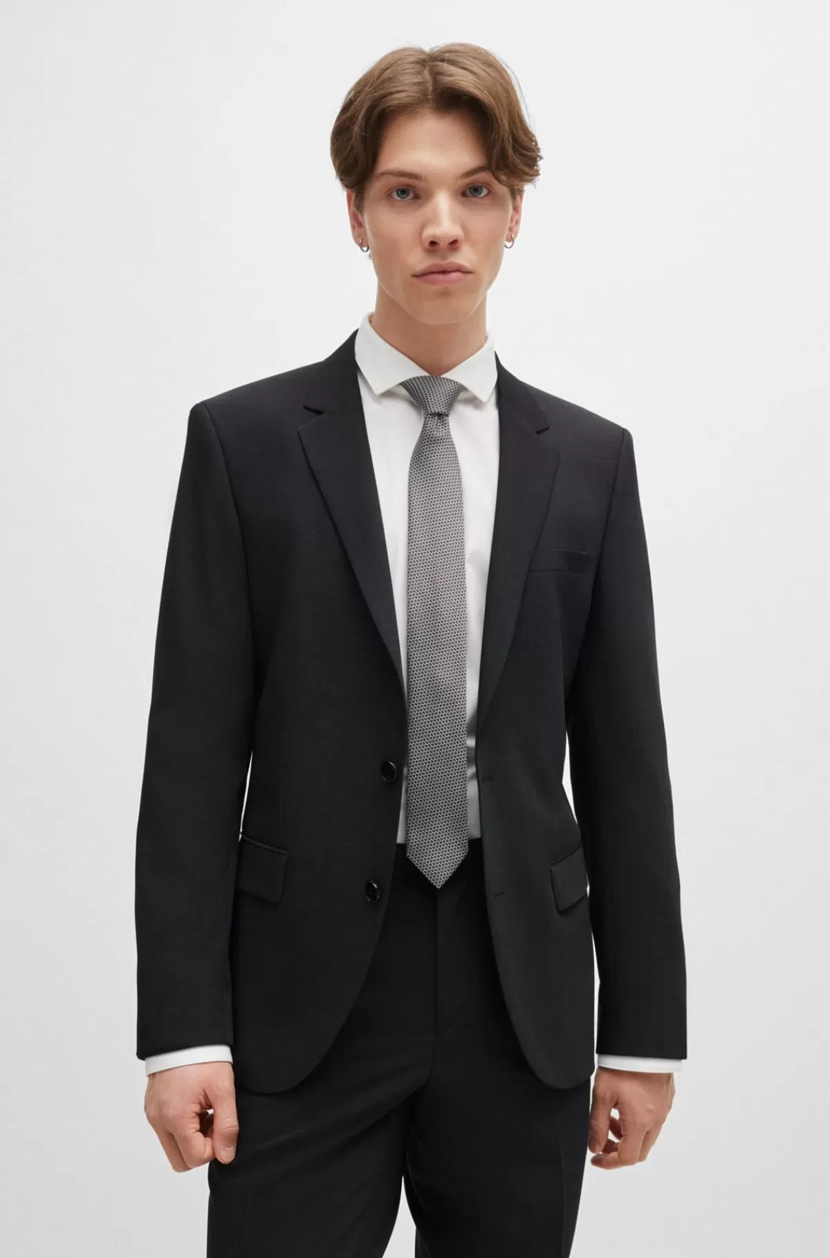 HUGO BOSS Jakkesæt Med Slim Fit I Stræktwill Sort Flash Sale